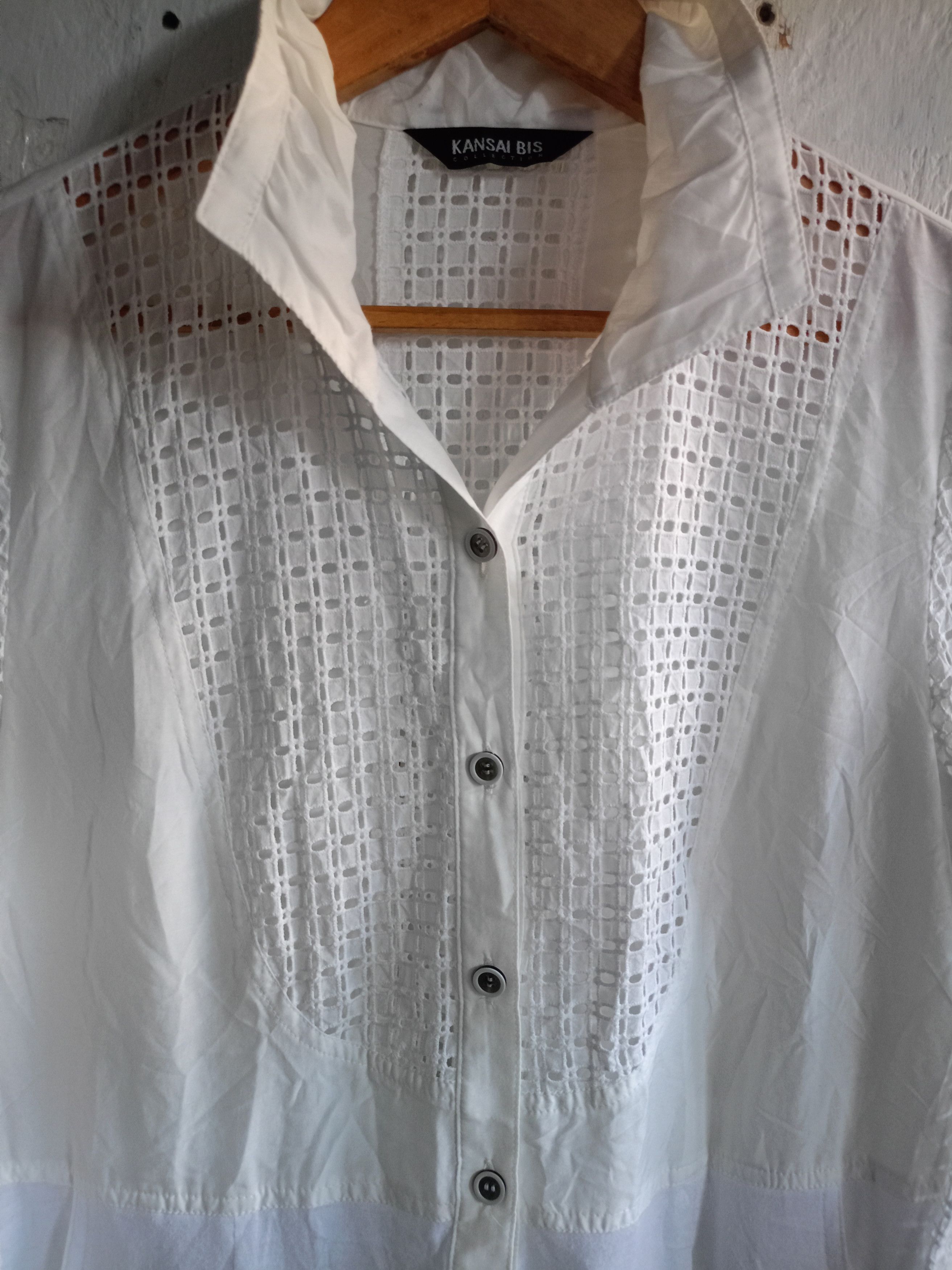 Japanese Brand × Kansai Yamamoto Kansai Bis White Button Blouse Size L / US 10 / IT 46 - 5 Thumbnail