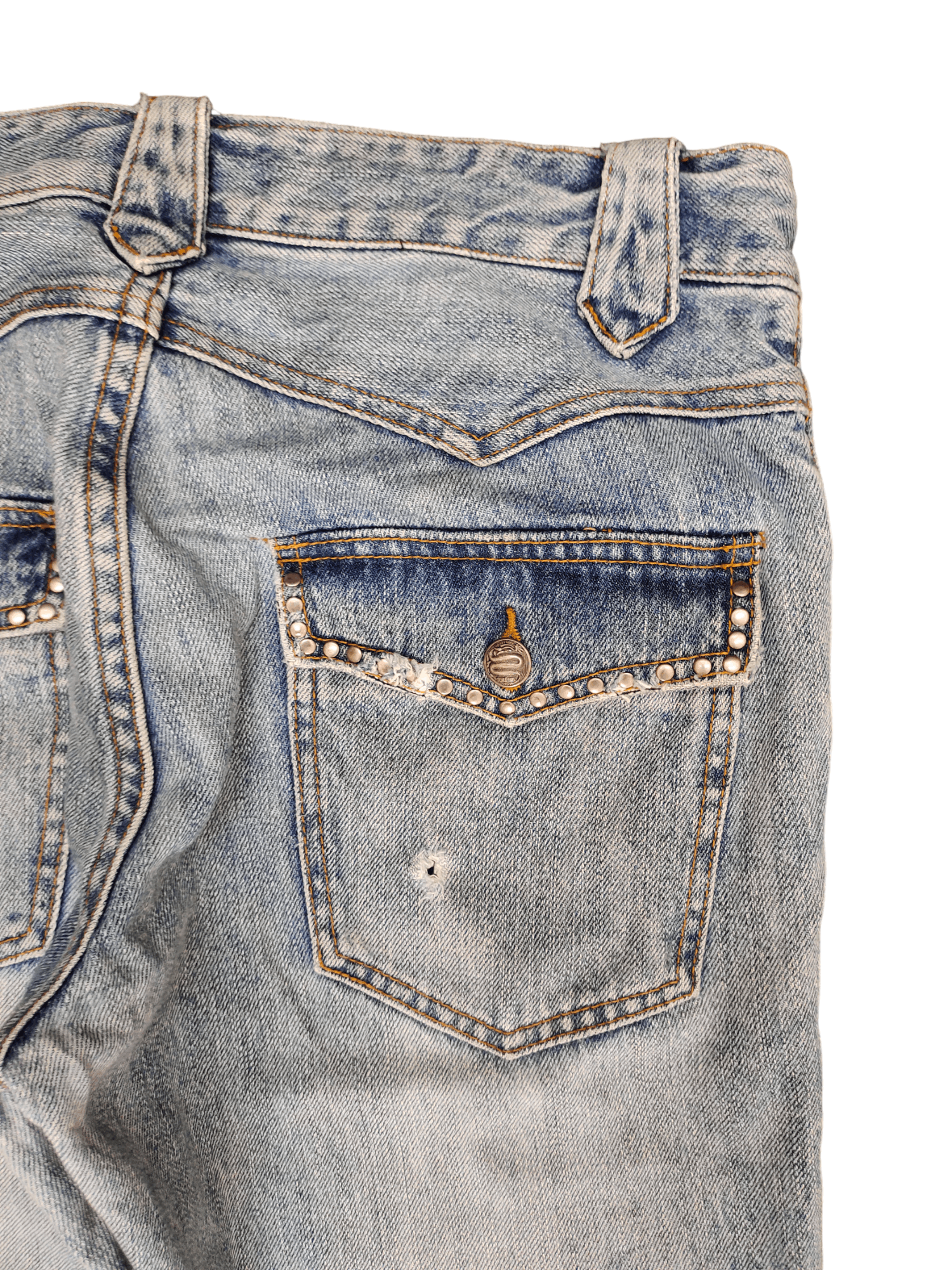 Hysteric Glamour × Undercover Schlussel Distress Faded Studded Denim Pants Size US 32 / EU 48 - 12 Thumbnail