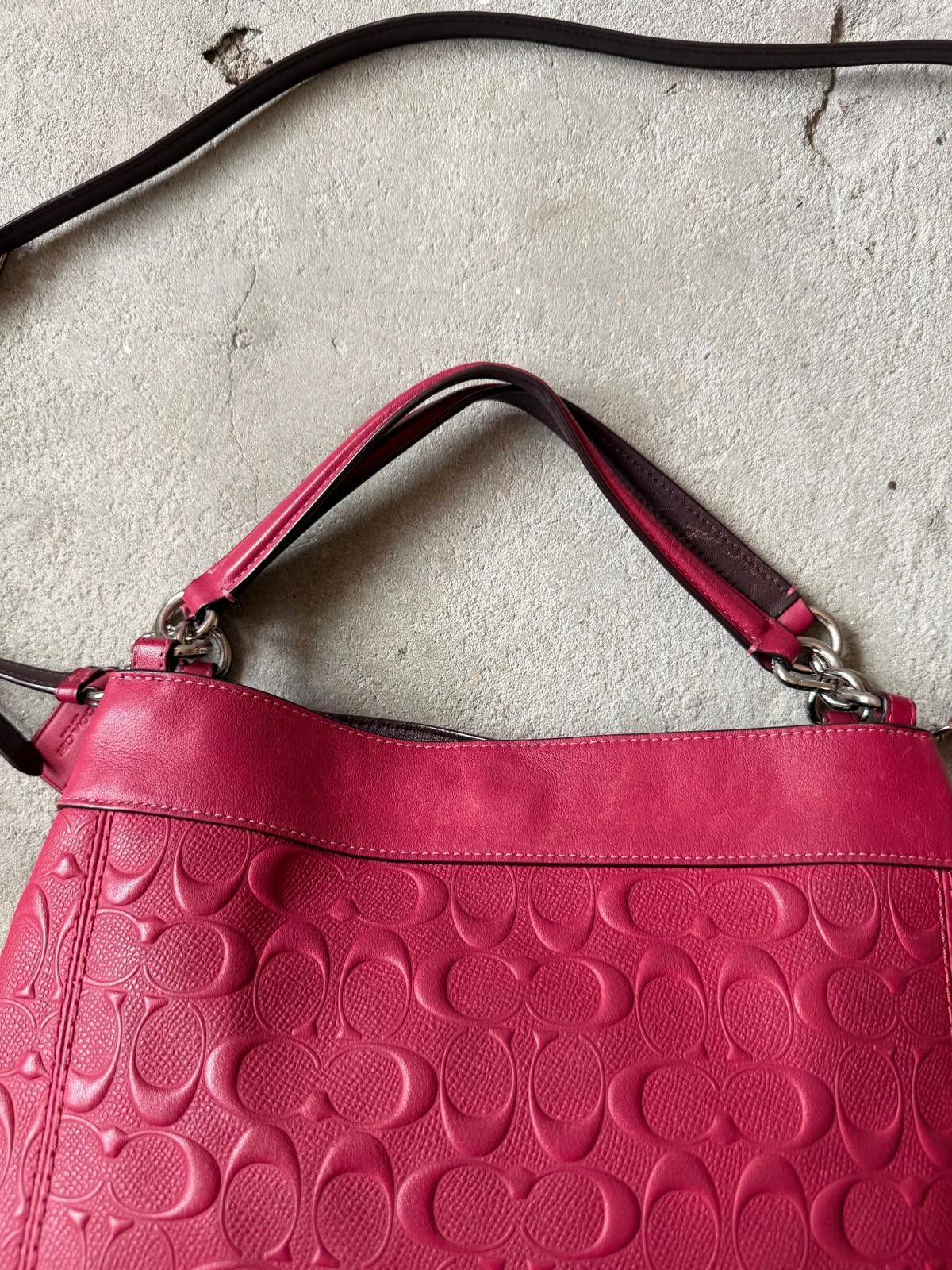 Coach Coach 2Way Signature Embossed Lexy Shoulder Bag Red Size ONE SIZE - 7 Thumbnail