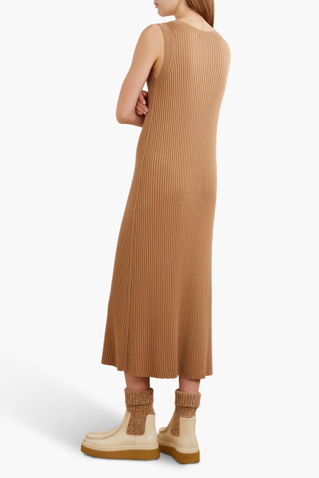 Chloe o1y0825 Sleeveless Midi Dress in Camel Size M / US 6-8 / IT 42-44 - 3 Thumbnail