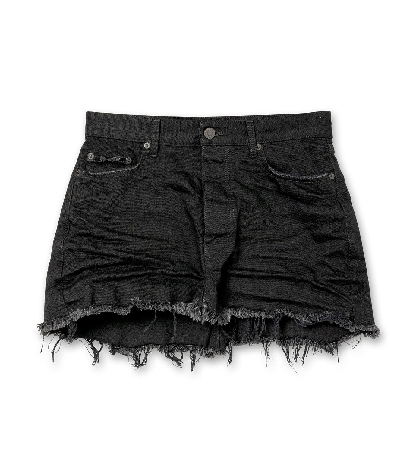 o1la1rc1a1024 Cut Off Organic Denim Skirt in Black