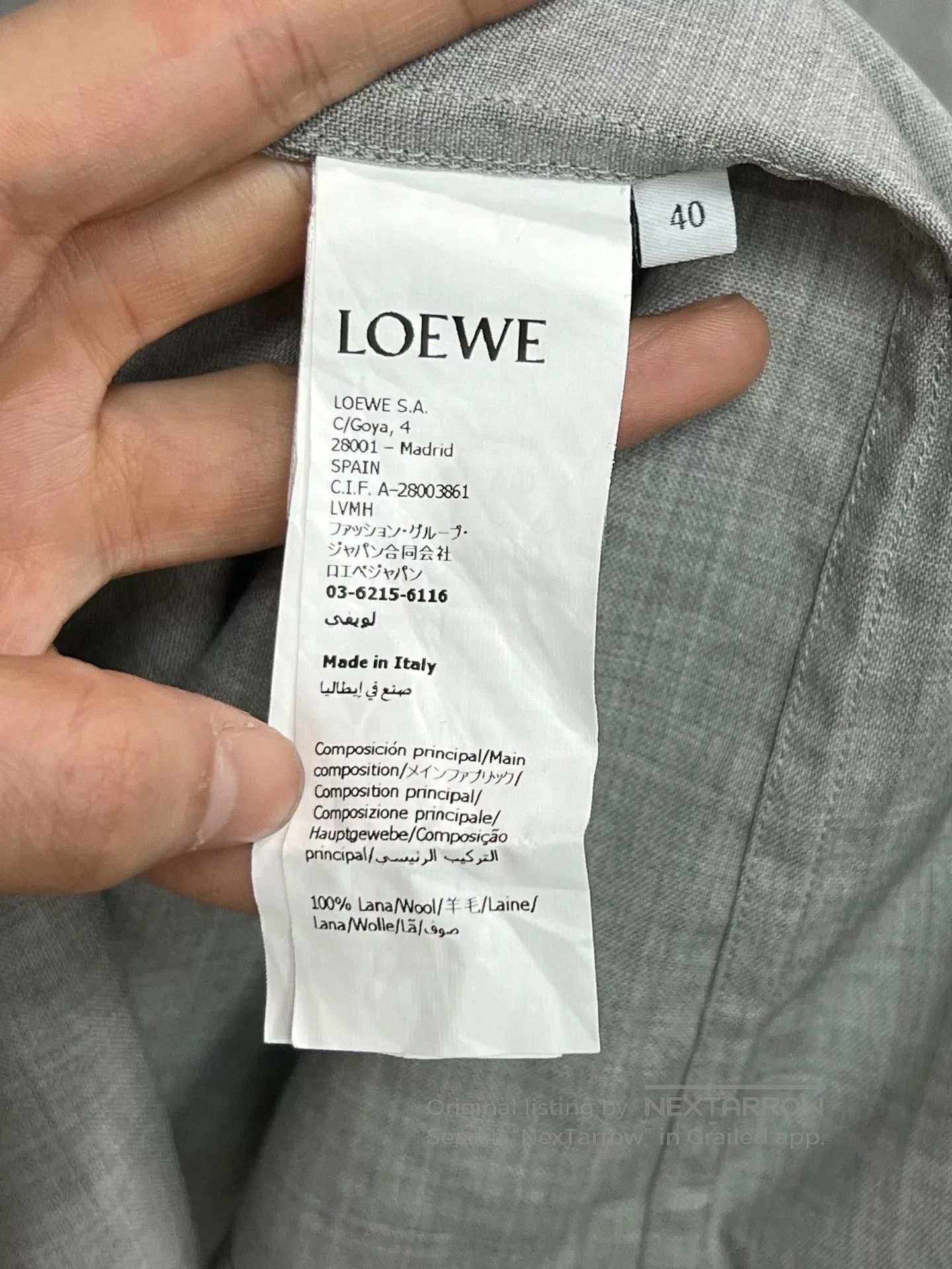 Loewe Loewe Gray Wool Embroidered Cuban Collar Shirt. Size US XXS / EU 40 - 4 Thumbnail