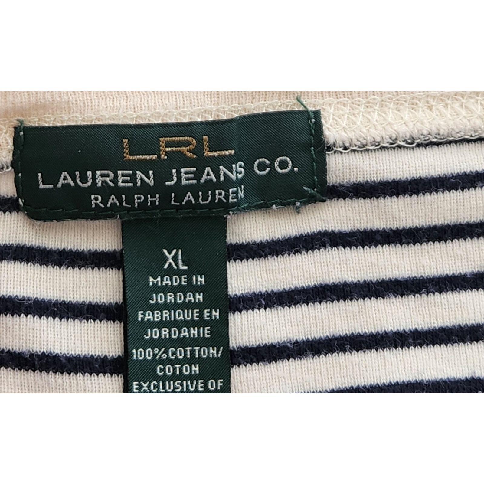 Other LRL Lauren Jeans Co Black Cream Stripes Top XL Long Sleeves Size XL / US 12-14 / IT 48-50 - 5 Thumbnail