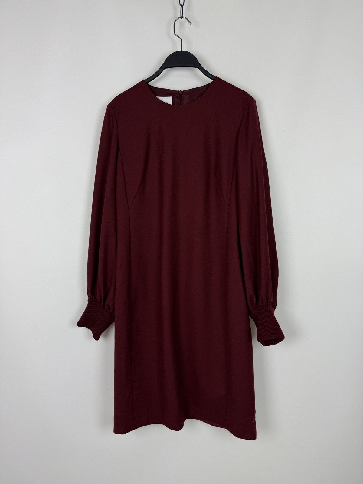 Akris Akris Punto Ruby Red Wool Long Balloon Sleeve Shift Dress Size M / US 6-8 / IT 42-44 - 3 Thumbnail