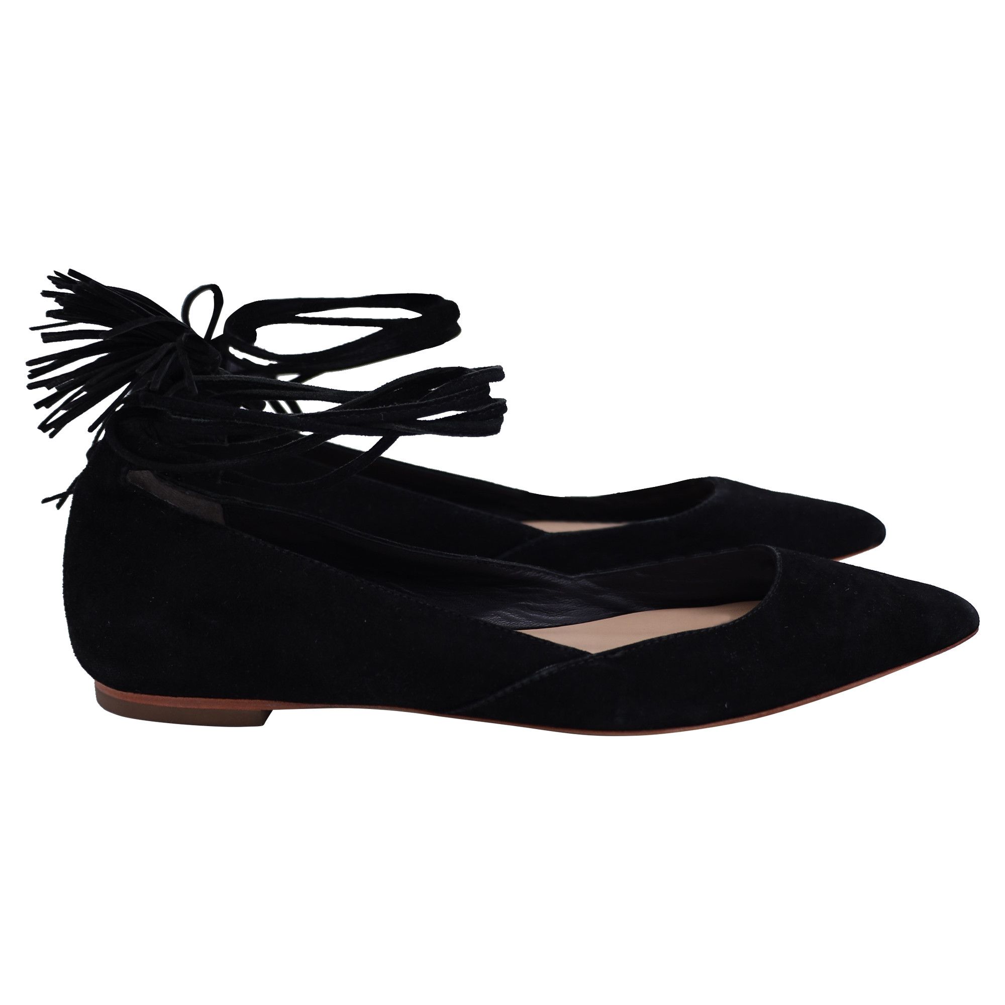 Loeffler Randall Loeffler Randall Tassel Accents D'Orsay Flats in Black Suede Size US 11 / IT 41 - 1 Thumbnail