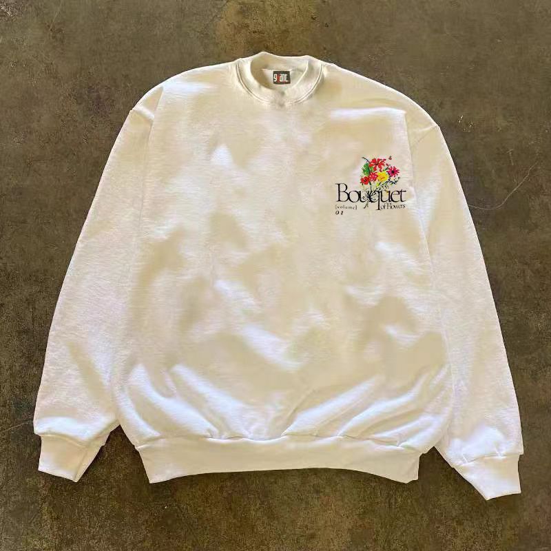 Japanese Brand × Vintage Floral Print Washed White Vintage Sweatshirt Size US L / EU 52-54 / 3 - 2 Thumbnail