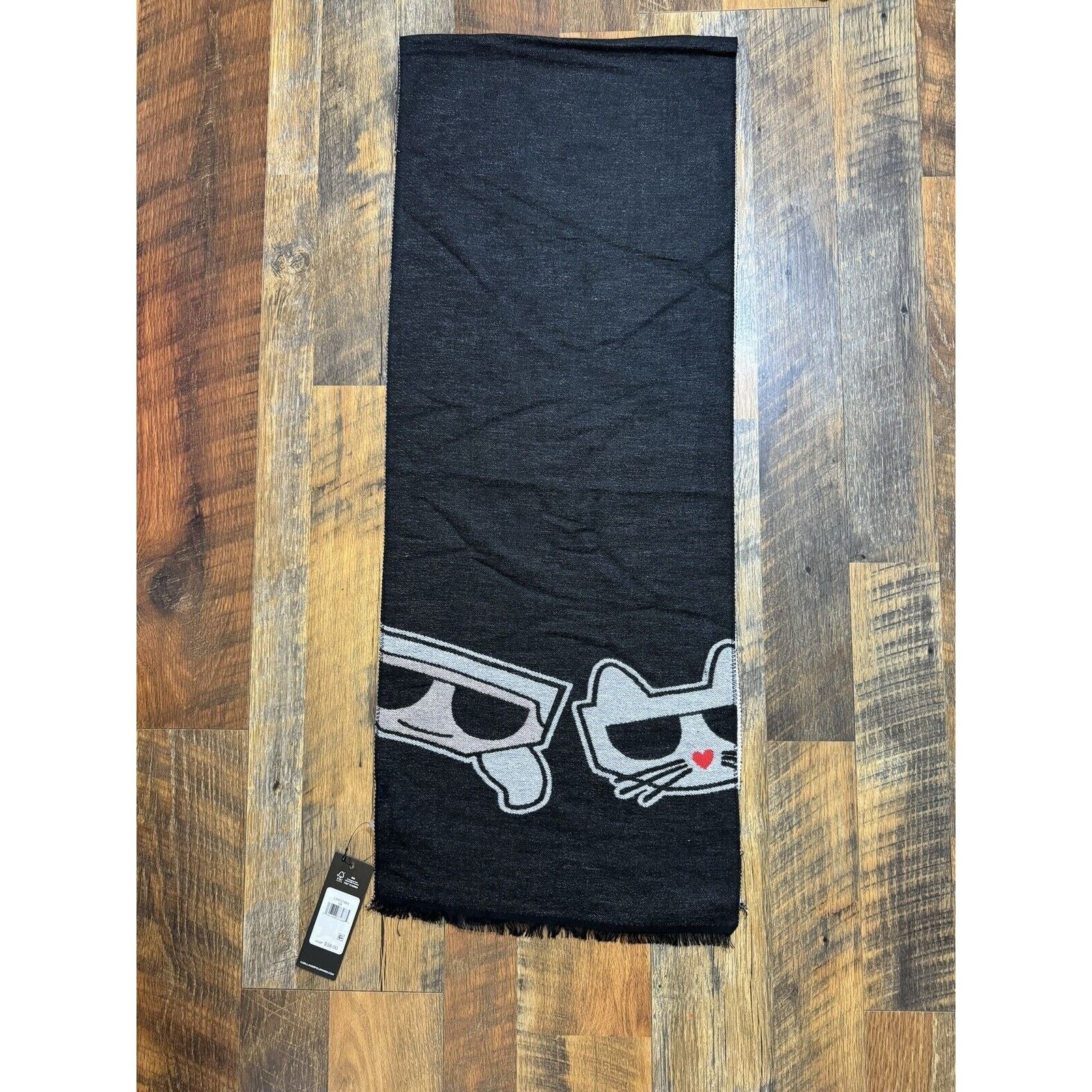Karl Lagerfeld Karl Lagerfeld Black Scarf Shawl Choupette One Size 70*13 Size ONE SIZE - 1 Thumbnail