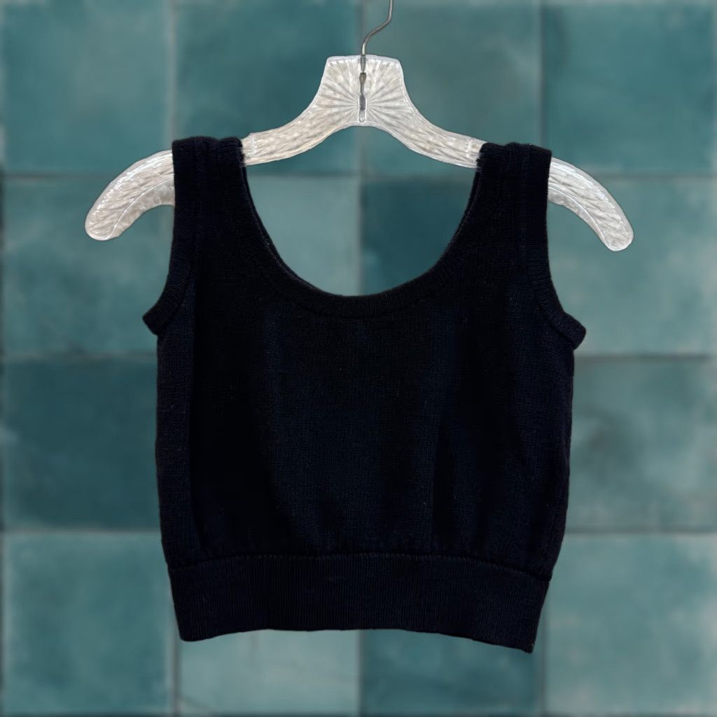 St. John VINTAGE 90s Black Cropped Sweater Vest Top XS Small Fairy Grunge Whimsigoth Shirt Womens Size S / US 4 / IT 40 - 1 Thumbnail