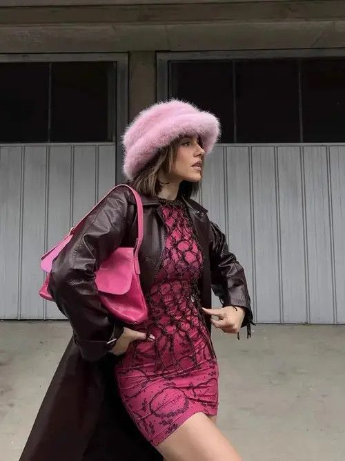 Japanese Brand Hat 2023 y2k Fluffy Faux Fur Bucket Hat Women Rabbit Size ONE SIZE - 4 Thumbnail