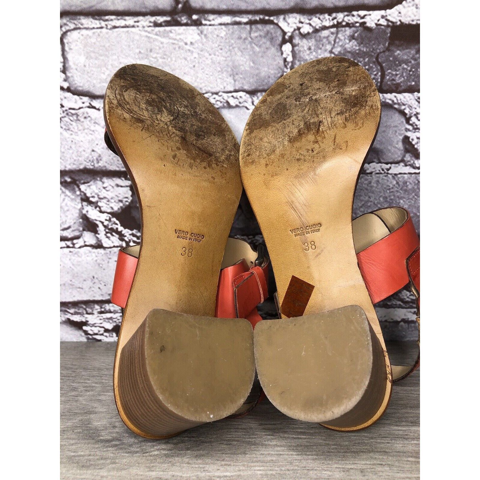 Other Mara Mei Orange Leather Ankle Strap Stacked Heeled Sandals W Size US 7.5 / IT 37.5 - 6 Thumbnail