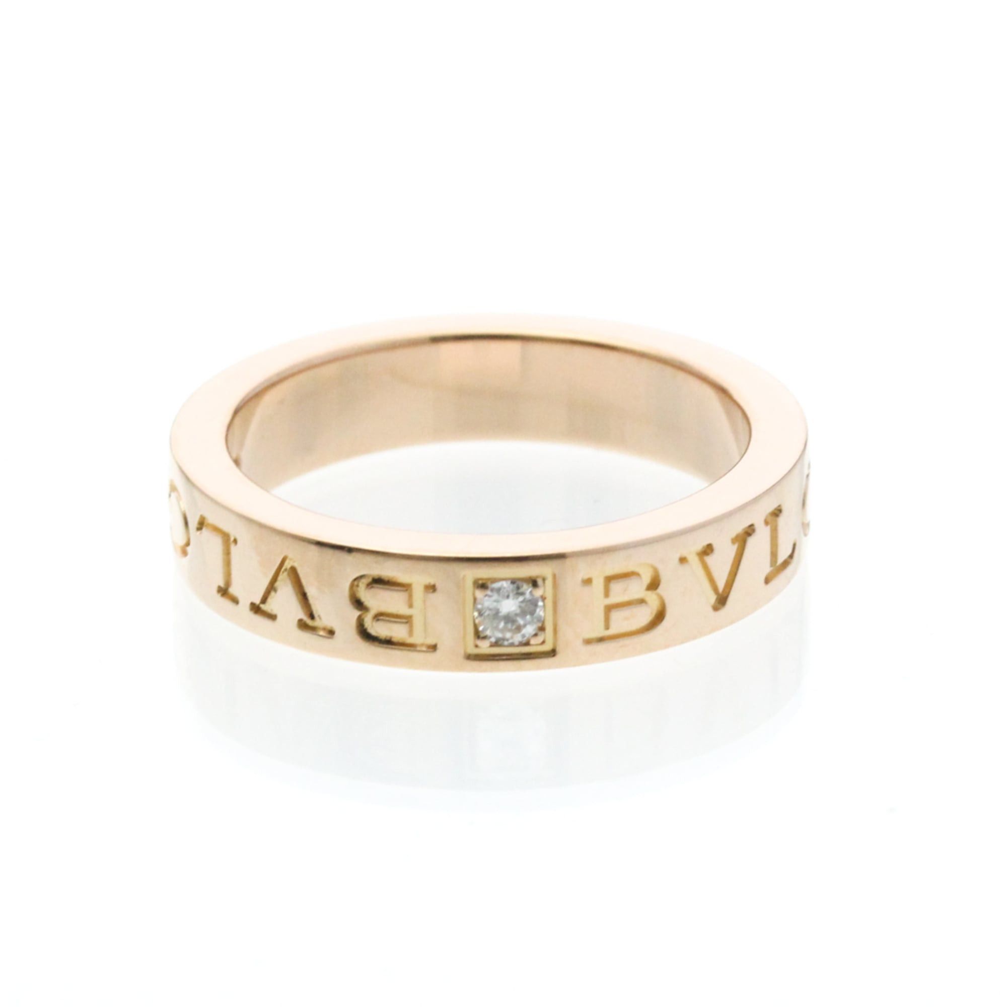 Bvlgari Double Logo Ring Pink Gold (18K) Fashion Diamond Band Ring Pink Gold