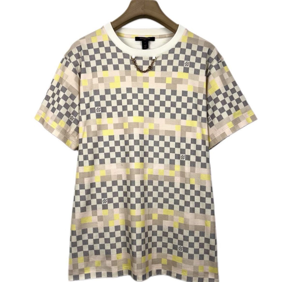 Louis Vuitton Beige Checkered Short-Sleeve Shirt Size US L / EU 52-54 / 3 - 1 Thumbnail