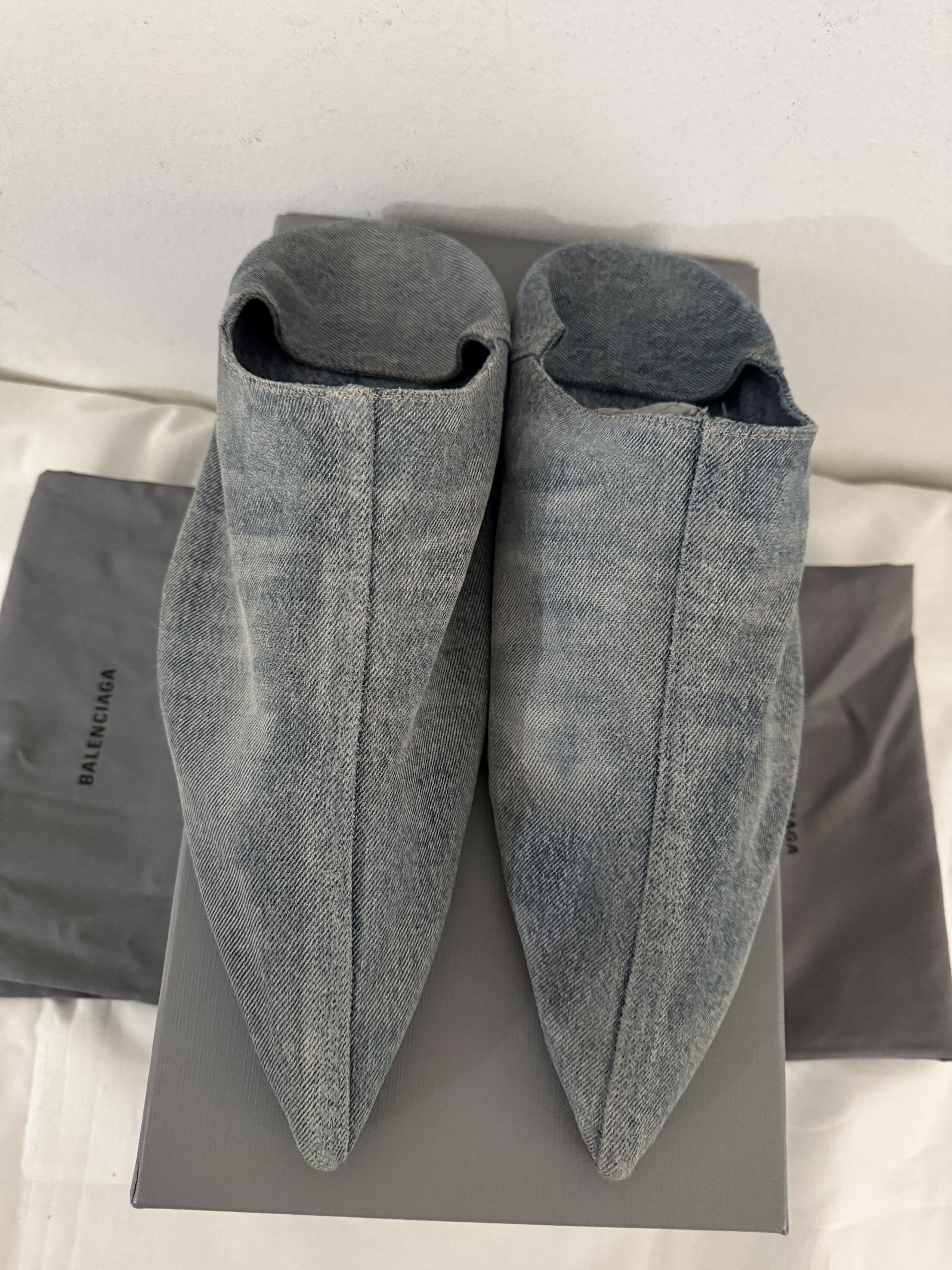 Balenciaga Calfskin Denim Babouche Mules Size US 10 / EU 43 - 7 Thumbnail