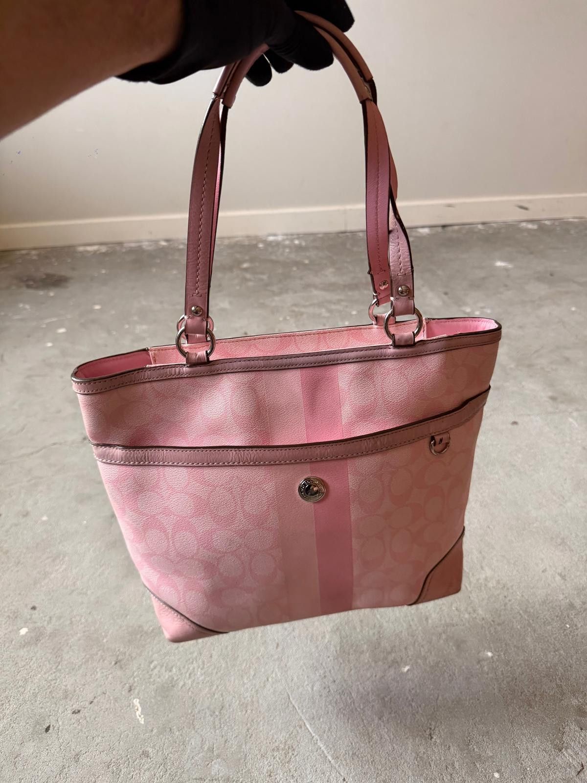 Coach Coach Signature Heritage Stripe Tote Bag Pink Size ONE SIZE - 5 Thumbnail