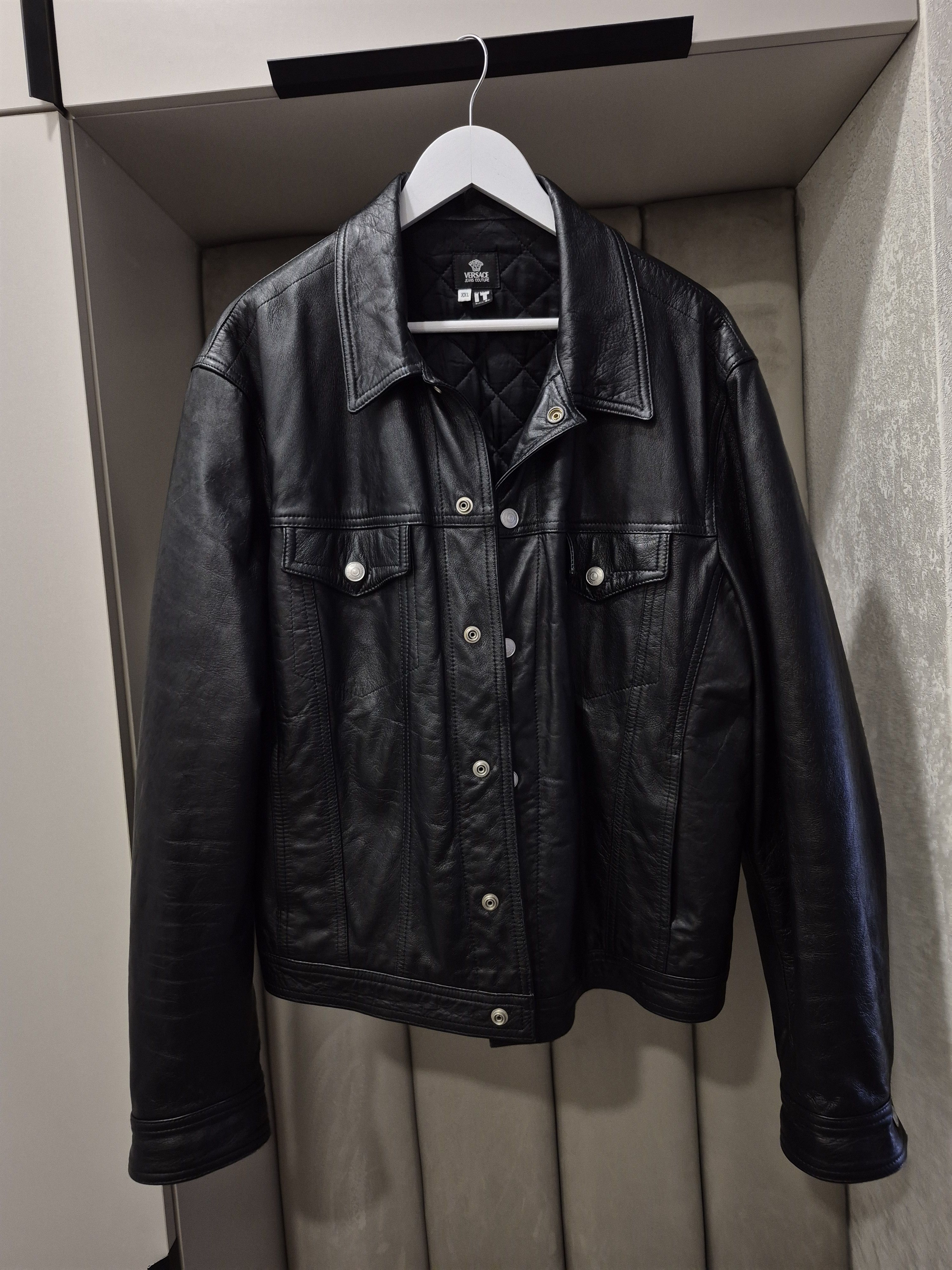 Versace Versace men leather trucker style jacket Size US XL / EU 56 / 4 - 8 Thumbnail