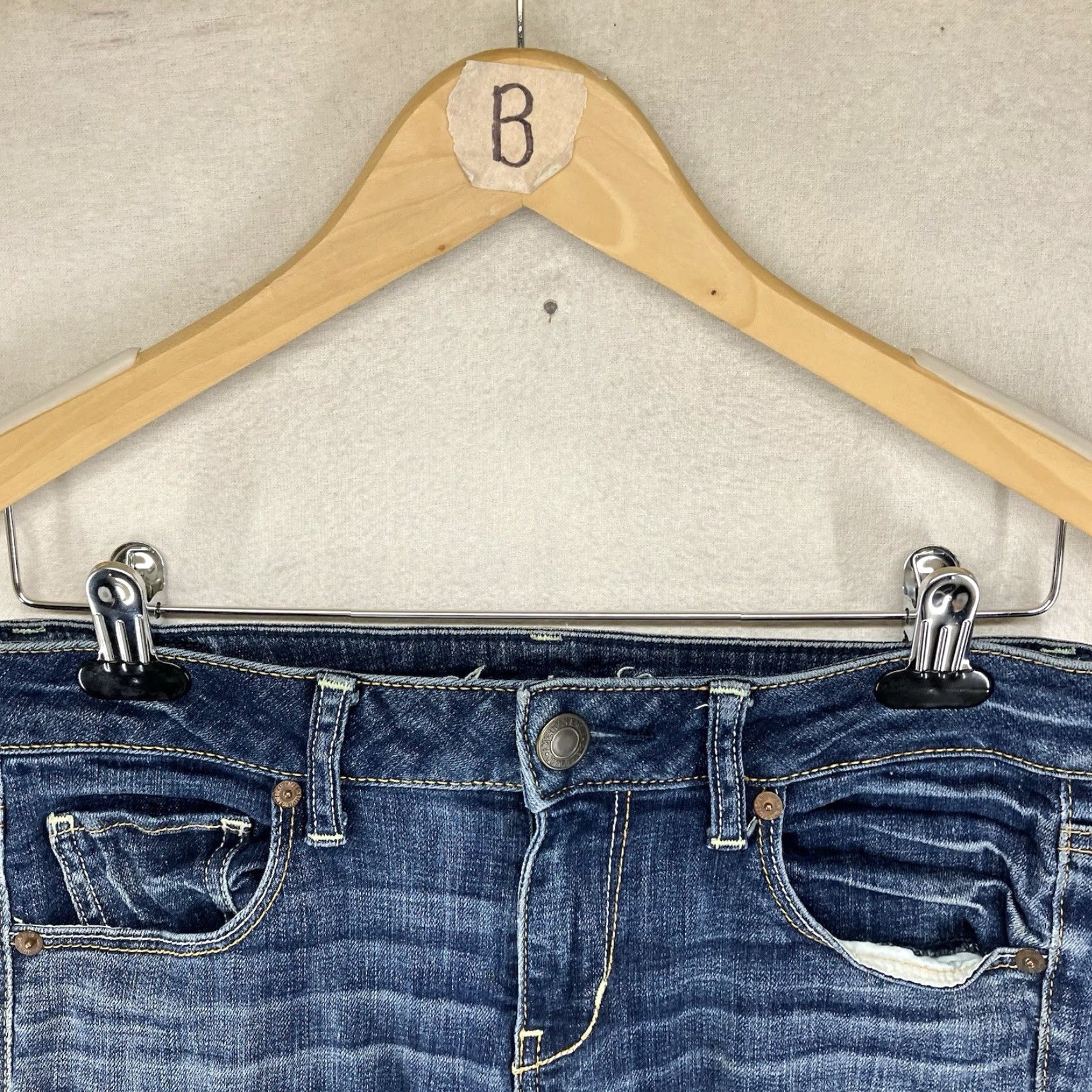 American Eagle Outfitters VINTAGE American Eagle Women's Skinny Jeans Size 4 Short 30x30 Dark Blue 90s Festival Grunge Size 27" / US 4 / IT 40 - 6 Thumbnail