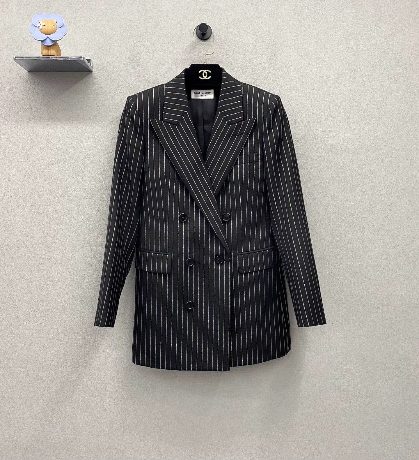 Saint Laurent Paris Saint Laurent Striped Double-Breasted Blazer Size XXS / US 00 / IT 34 - 1 Thumbnail