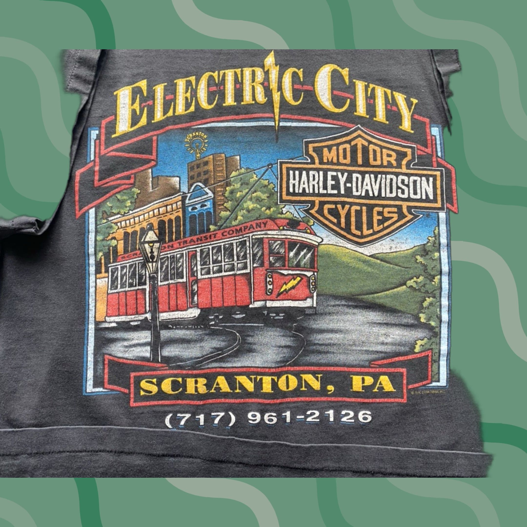Harley Davidson VINTAGE Harley-Davidson Shirt Men’s L Black Short Sleeve T-Shirt Electric City Scranton Eagle 90s Motorcyclist Mens Size US L / EU 52-54 / 3 - 1 Thumbnail