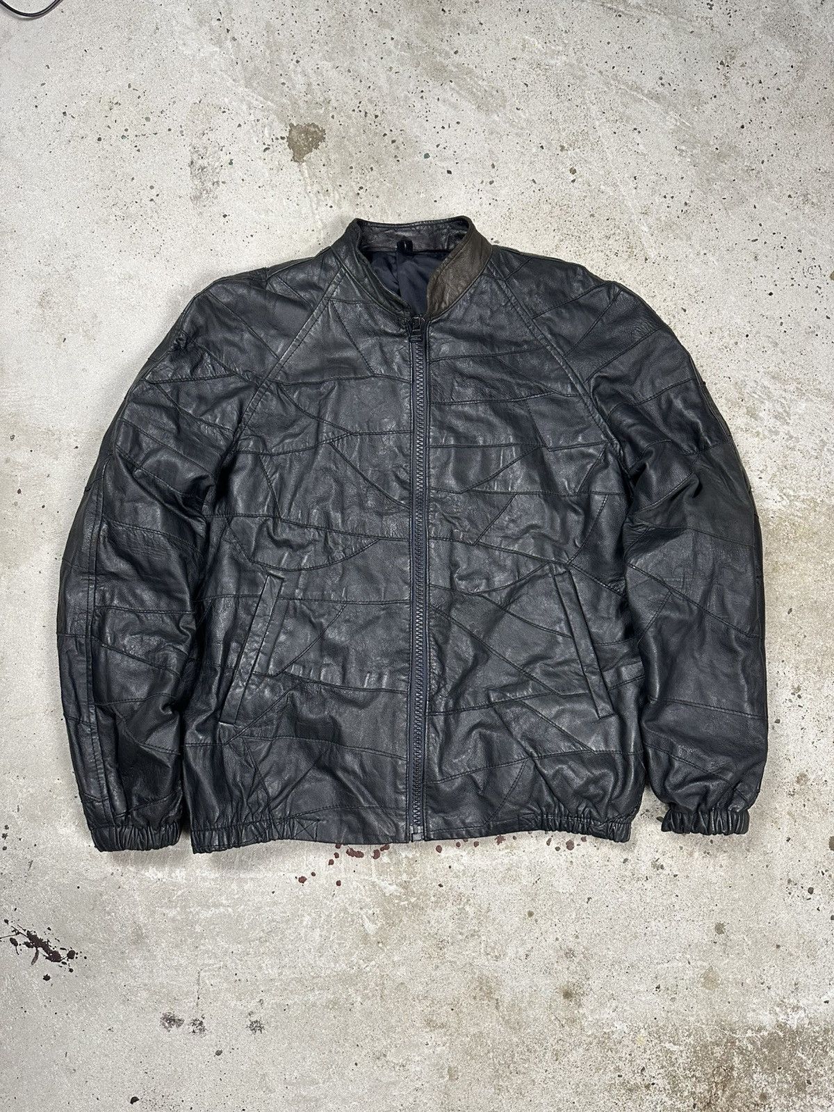 Japanese Brand Vintage Y2K Black Patchwork Leather Bomber Jacket Size US M / EU 48-50 / 2 - 1 Thumbnail