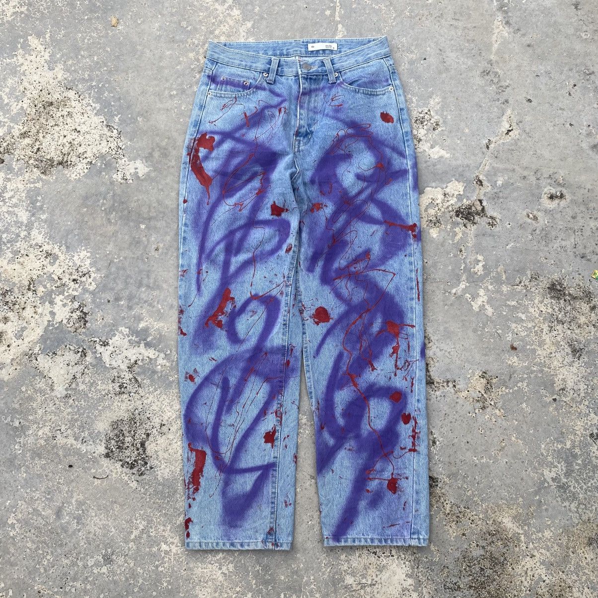 If Six Was Nine De Ondo Seoul city paint splatter denim jeans CDG Size US 28 / EU 44 - 2 Thumbnail