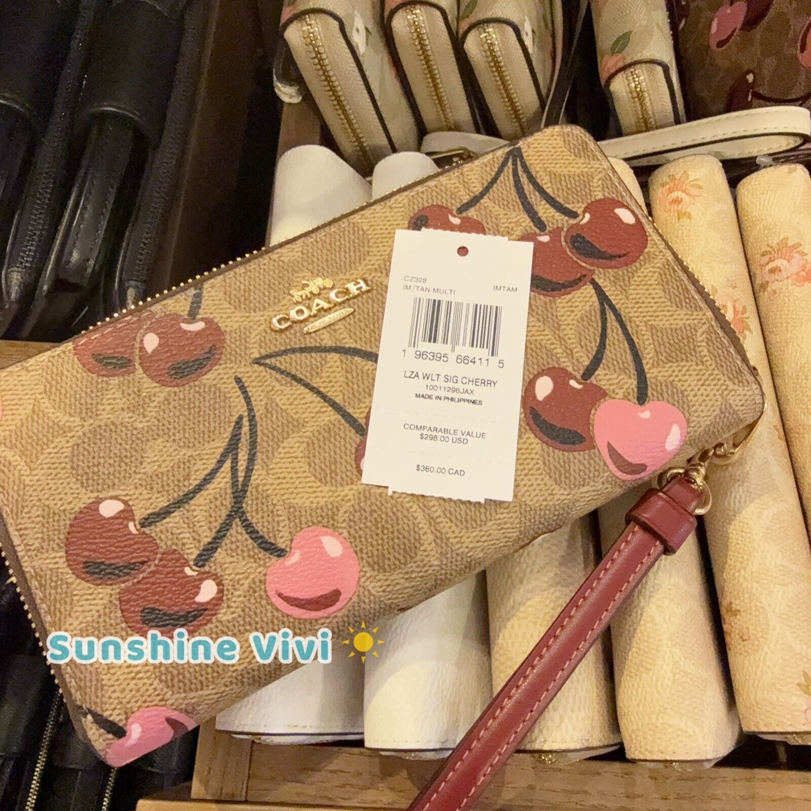 Coach NWT Coach Long Zip Around Wallet Signature Cherry CZ328 Size ONE SIZE - 3 Thumbnail