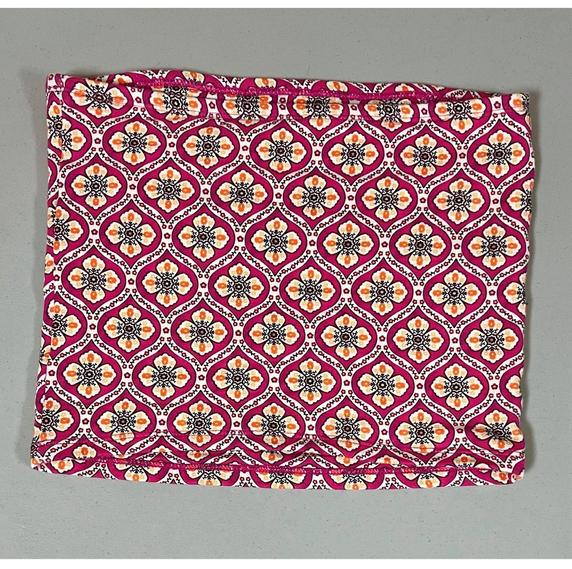 Vintage Pink Orange Geometric Floral Print Tube Top Shirt Size M 🌺✨ Size M / US 6-8 / IT 42-44 - 3 Thumbnail