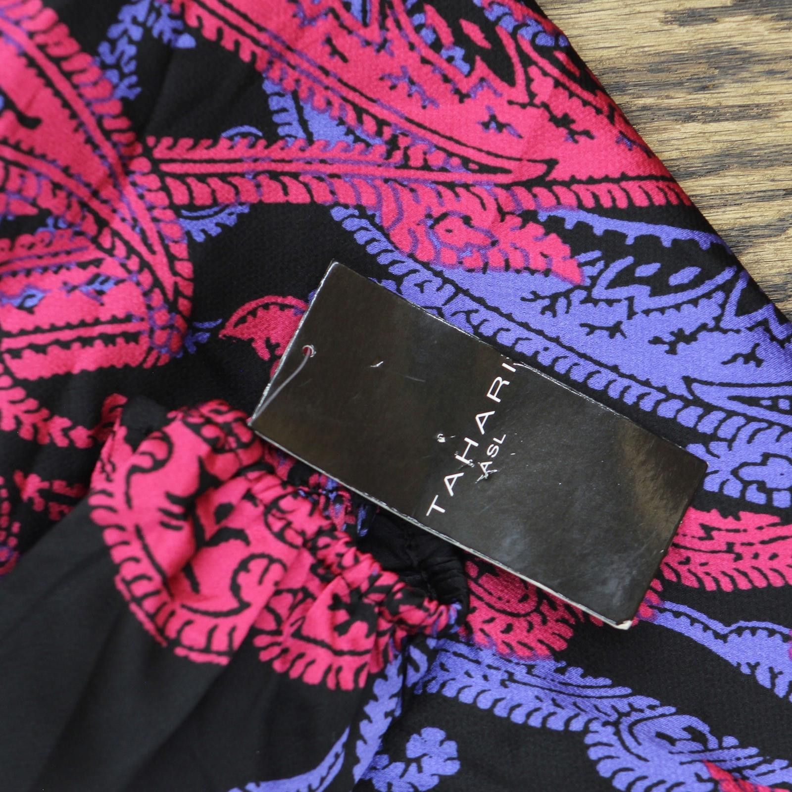 Other Nwt Tahari Asl Tie Faux-wrap Dress Dem643-t4 Black Cobalt 8 Size M / US 6-8 / IT 42-44 - 3 Thumbnail