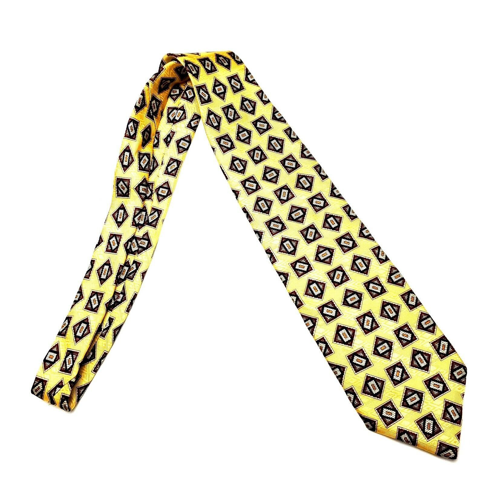 Pendleton Mark Pendleton Silk Tie Yellow Print Geometric Classic Size ONE SIZE - 6 Thumbnail