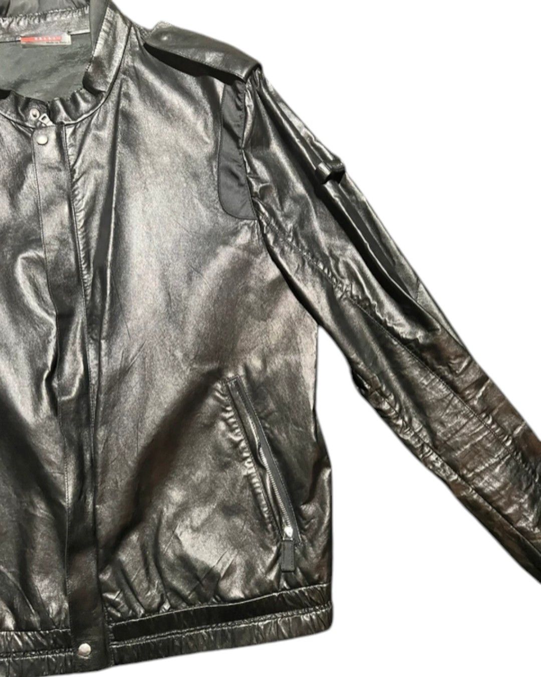Prada PRADA SPORT LAMBSKIN LEATHER BIKER JACKET Size US L / EU 52-54 / 3 - 5 Thumbnail