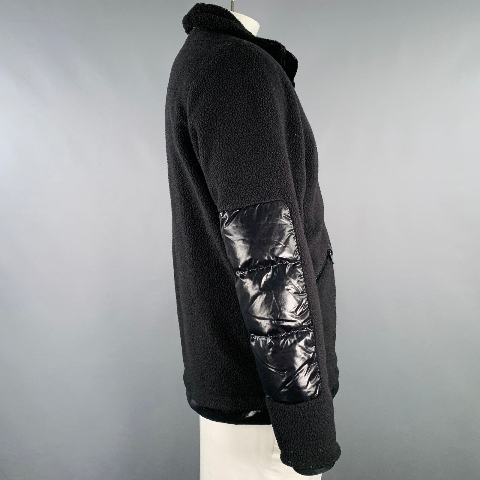 Moncler MONCLER Size L Black Mixed Fabrics Down Filled Zip Up Jacket Size US L / EU 52-54 / 3 - 2 Thumbnail
