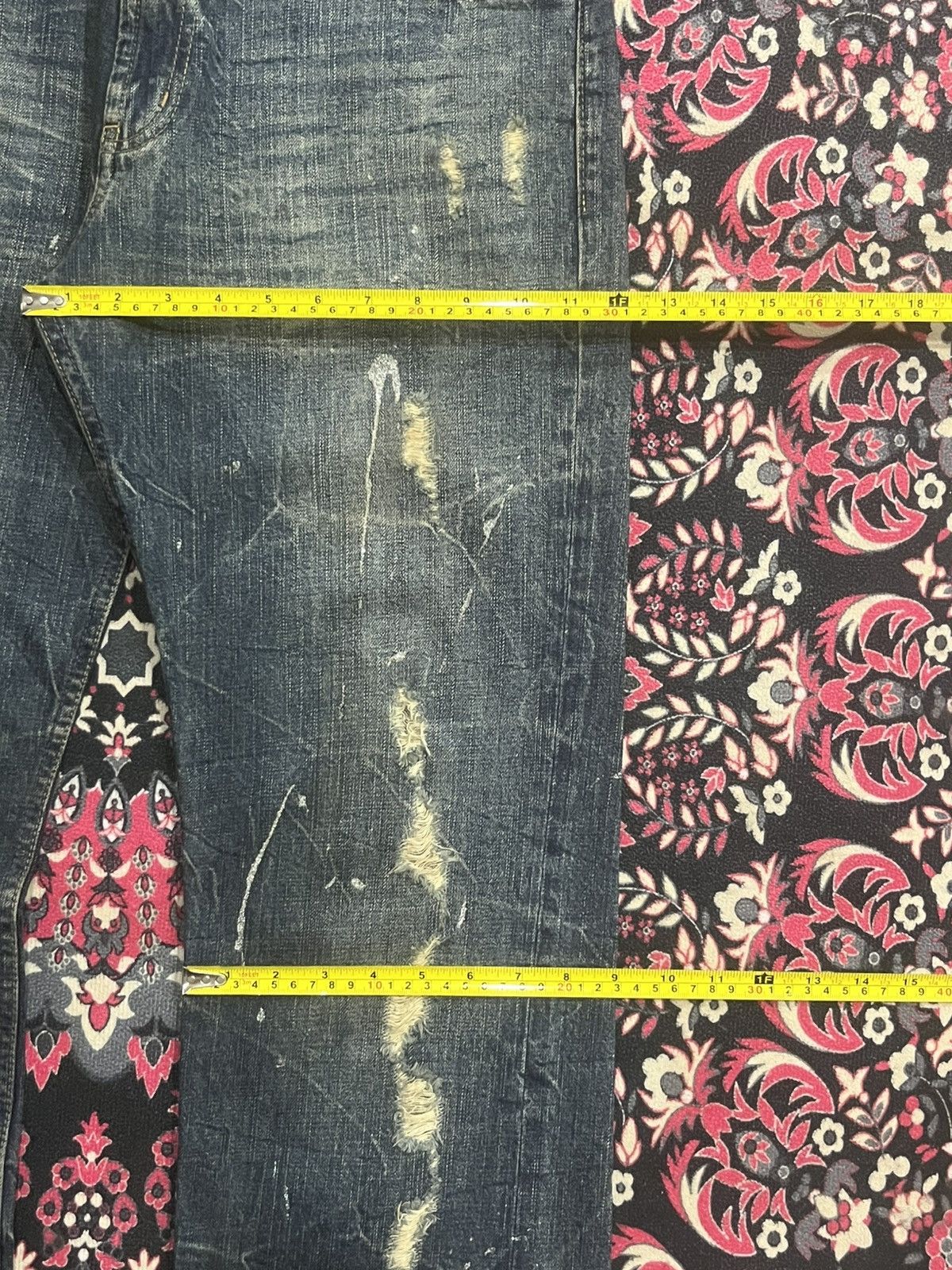 Tornado Mart Vintage Japanese Agate Distress Paint Splattered Flare Jeans Size US 34 / EU 50 - 12 Thumbnail