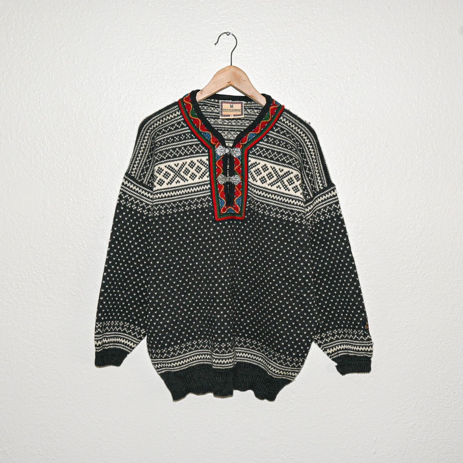 Dale of Norway Setesdal Sweater Black white wool Pewter