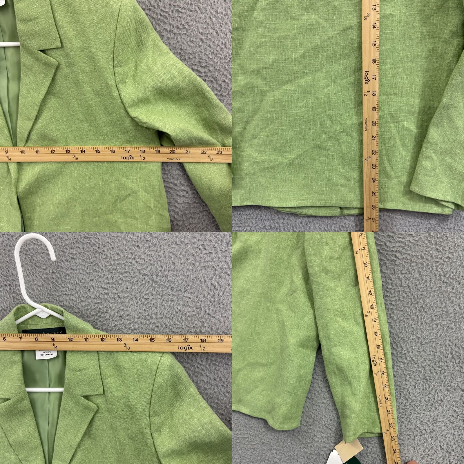 Vintage VINTAGE harvé benard Blazer Womens 6 Green Linen Open Front Jacket Head to Toe Preppy NWT Size M / US 6-8 / IT 42-44 - 8 Thumbnail