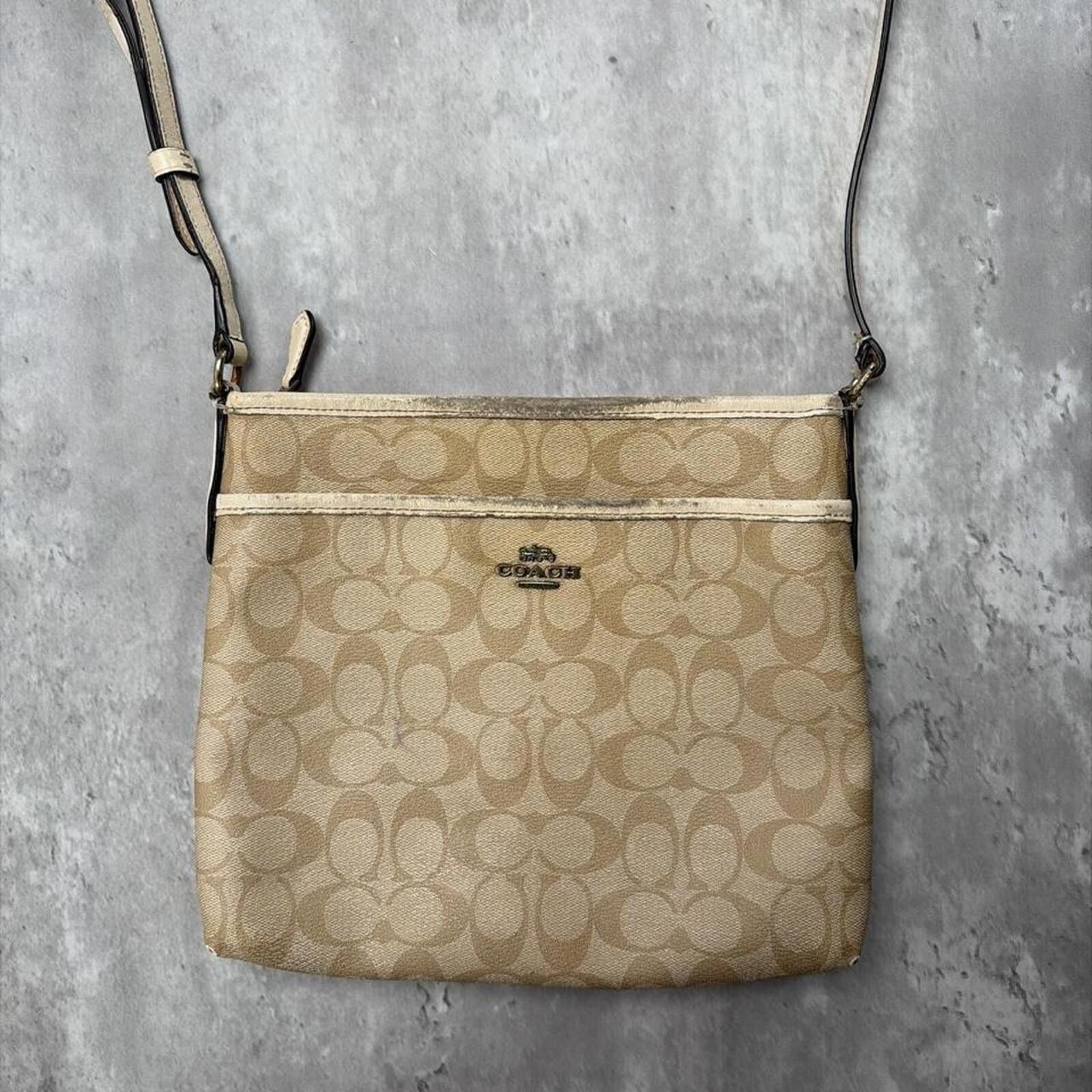 Coach Y2K Beige Coach Signature C Distressed Grunge Crossbody Bag Size ONE SIZE - 2 Thumbnail