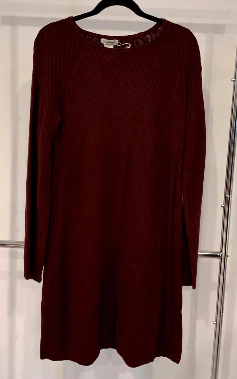 Designer Max Studio Cozy Knit Sweater Dress - Burgundy Size L / US 10 / IT 46 - 1 Thumbnail