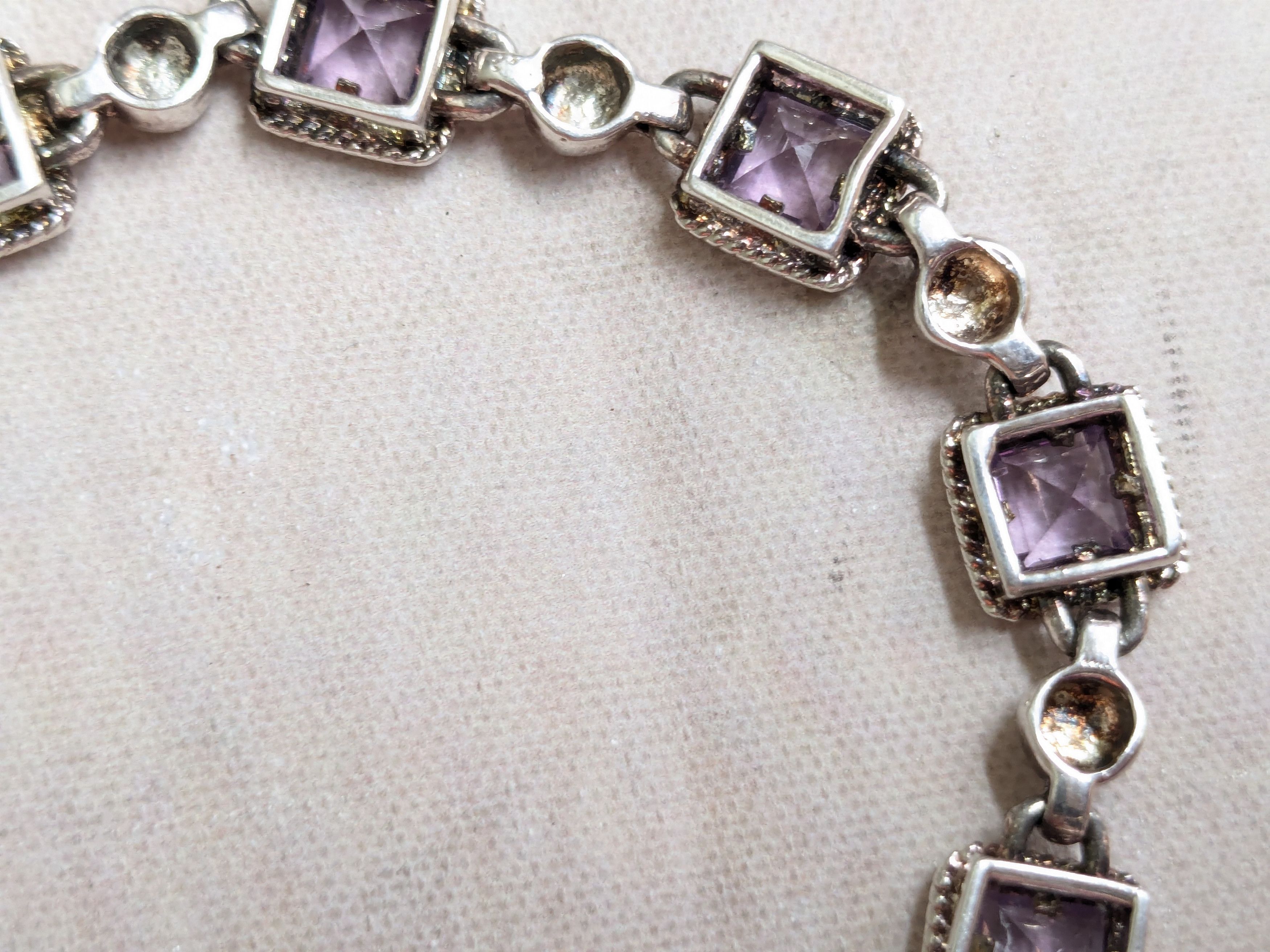 Sterling Silver Sterling Silver Tennis Bracelet Purple Amethyst Square 7.25 Size ONE SIZE - 13 Thumbnail