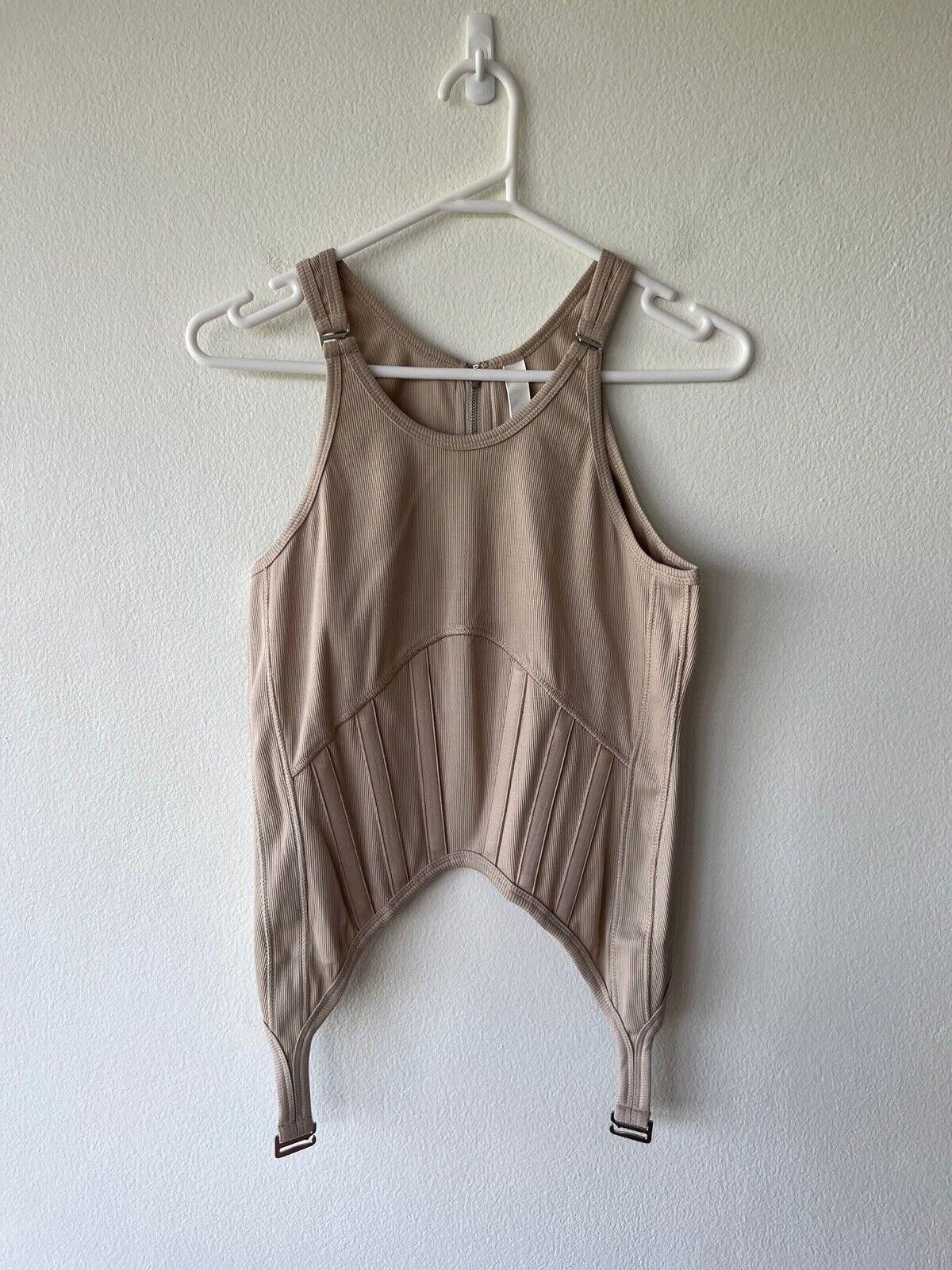 dion lee top singlet jersey tee tan fin corset tank medium
