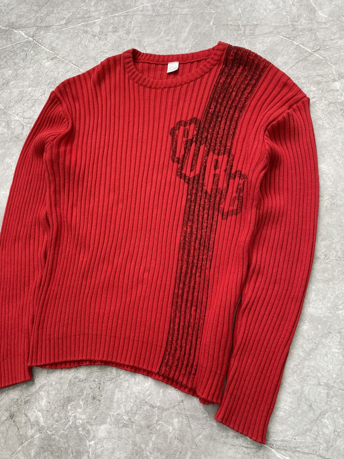 Japanese Brand × Vintage VINTAGE JAPANESE STRIPPED PRINT Y2K AVANT GARDE SWEATER HYPE Size US L / EU 52-54 / 3 - 7 Thumbnail
