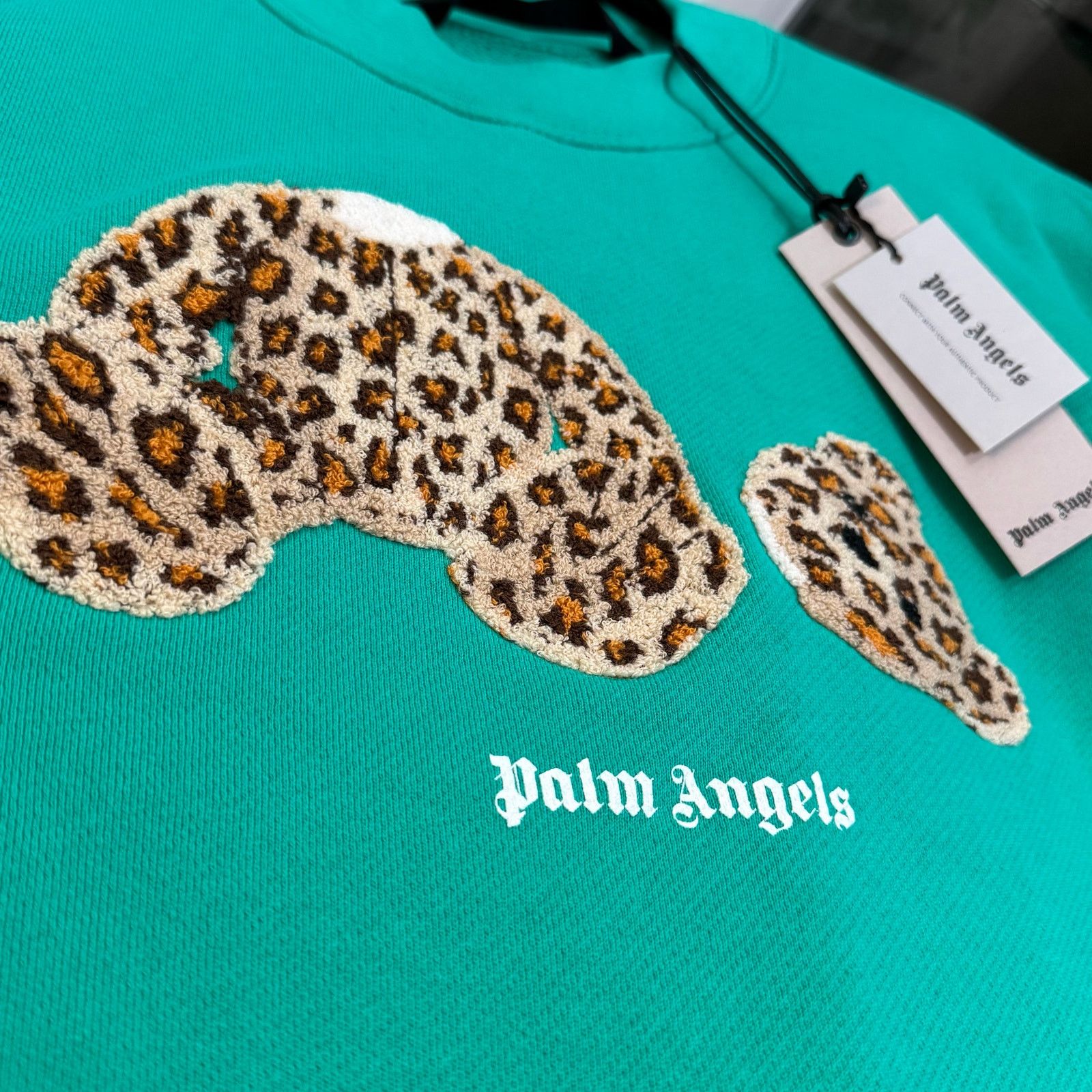 Palm Angels •NEW• Palm Angels Leopard Kill The Bear Green Crew • Medium Size M / US 6-8 / IT 42-44 - 4 Thumbnail