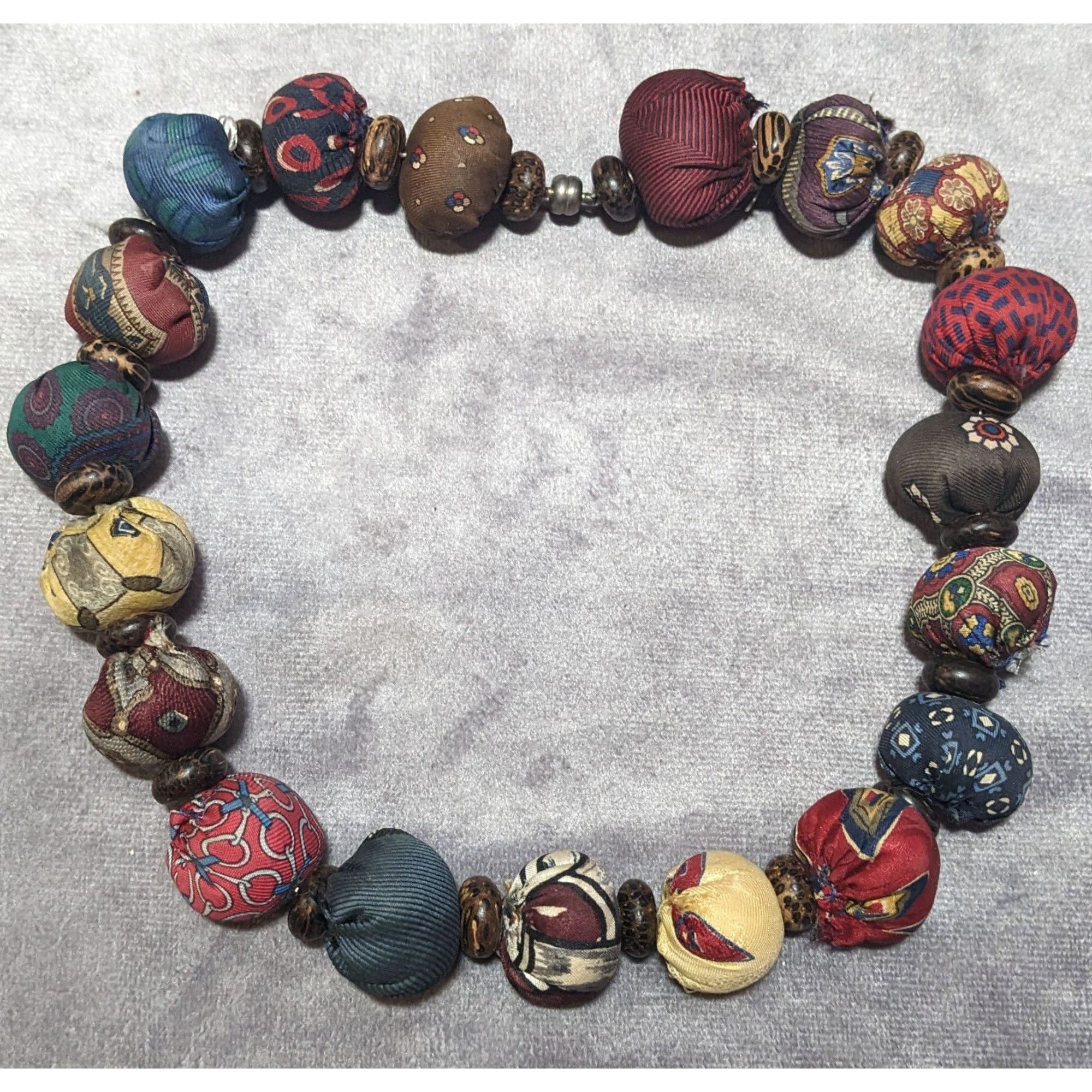 Other Vintage Rustic Silk Kantha Nut Earth Tone Necklace Size ONE SIZE - 7 Thumbnail
