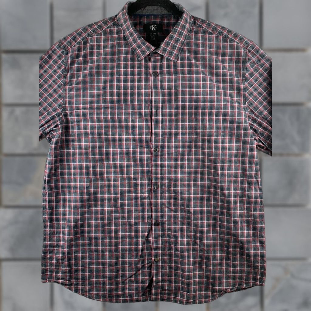 Calvin Klein Calvin Klein Shirt Mens XL Gray Red Button-Up Plaid Long Sleeve Size US XL / EU 56 / 4 - 1 Thumbnail