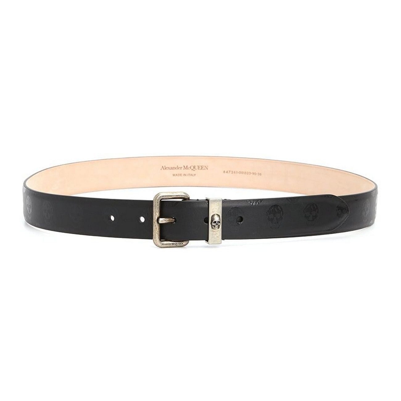Alexander McQueen ALEXANDER MCQUEEN black Biker Skull embossed leather belt 90 Size 34 - 1 Thumbnail