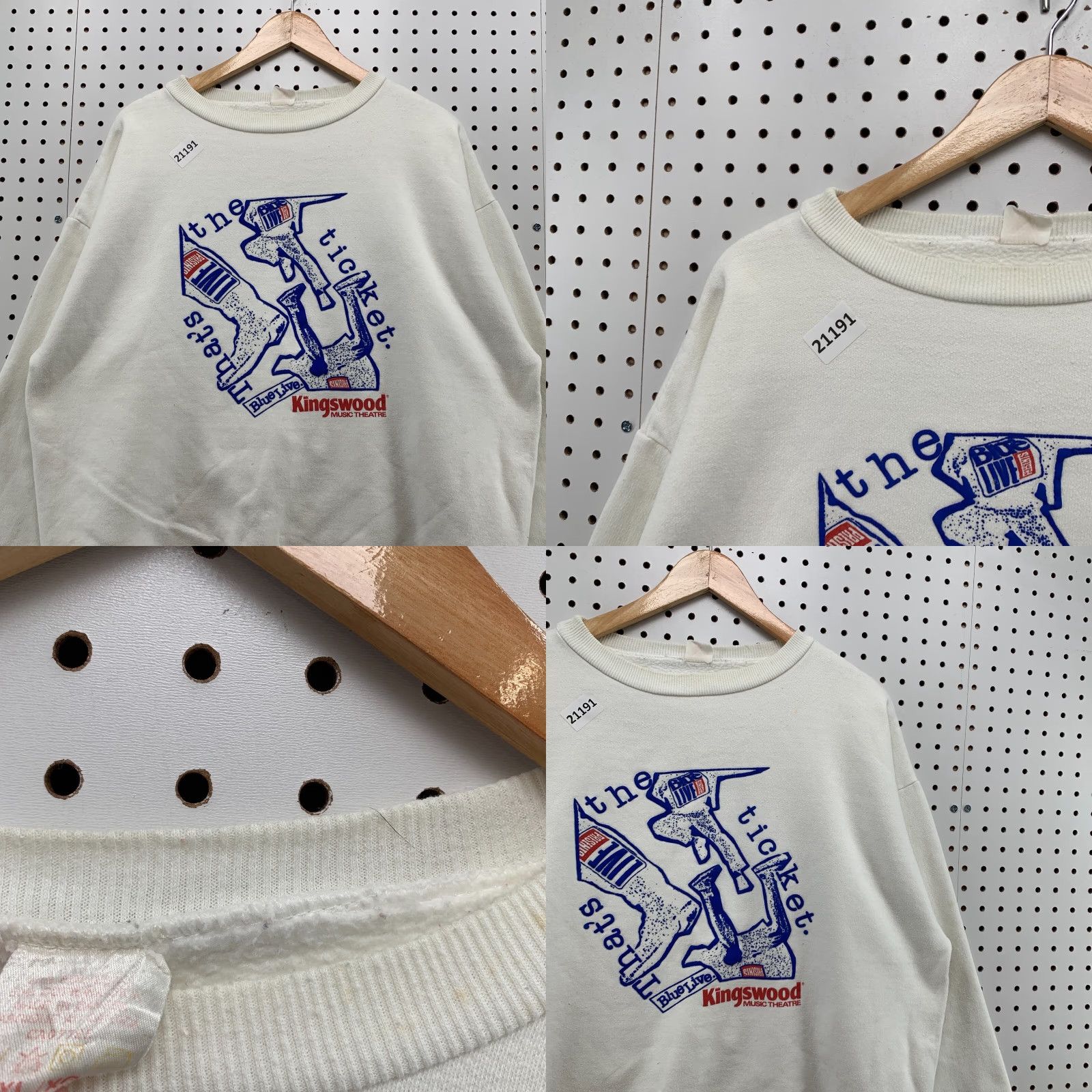 Vintage Vintage Kingswood Music Theater Crewneck Sweatshirt Adult XL White Music 90s Concert Pullover Size US XL / EU 56 / 4 - 8 Thumbnail