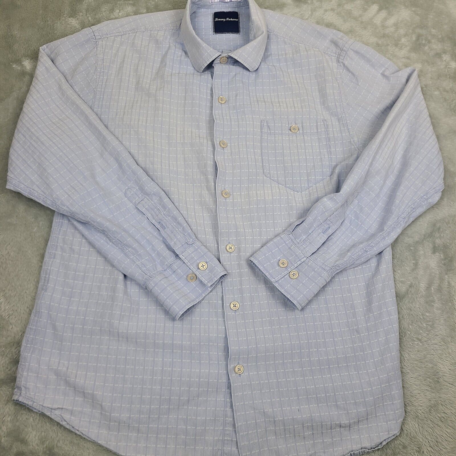 Tommy Bahama Tommy Bahama Shirt Mens Large Blue Silk Cotton Button Up Sho Size US L / EU 52-54 / 3 - 1 Thumbnail