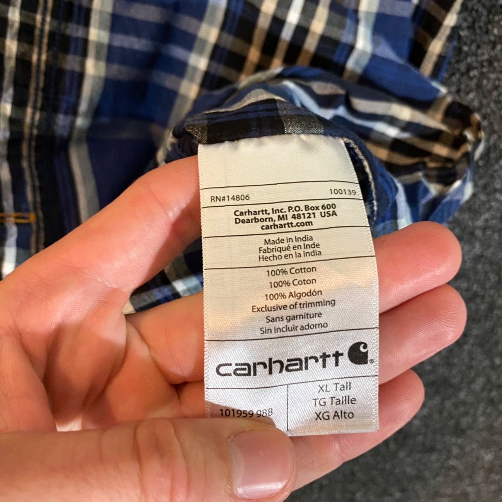 Carhartt Carhartt Shirt Mens XL Tall Blue White Plaid Button Down Relaxed Top S/S Work Size US XL / EU 56 / 4 - 6 Thumbnail