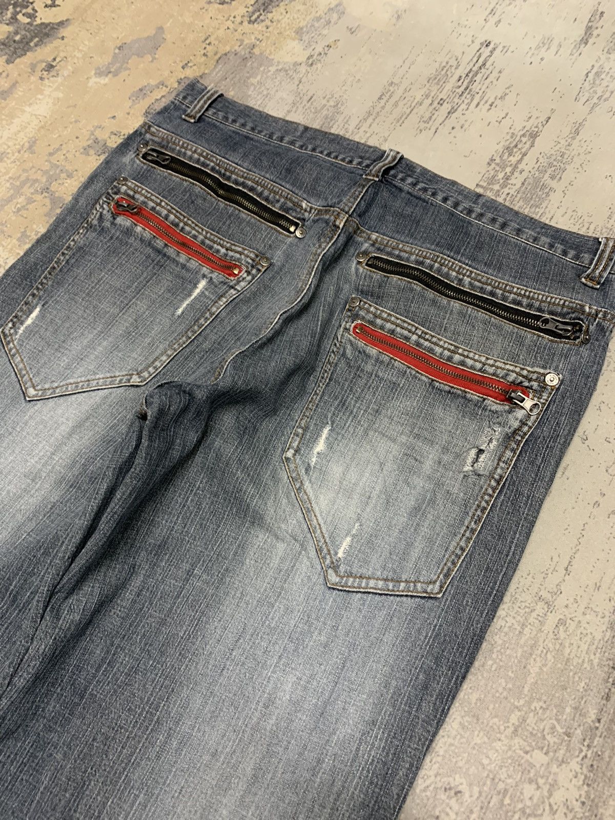 Japanese Brand Alasko Baggy Wide Leg Distressed Denim Jeans Y2K Streetwear Size US 39 - 15 Thumbnail