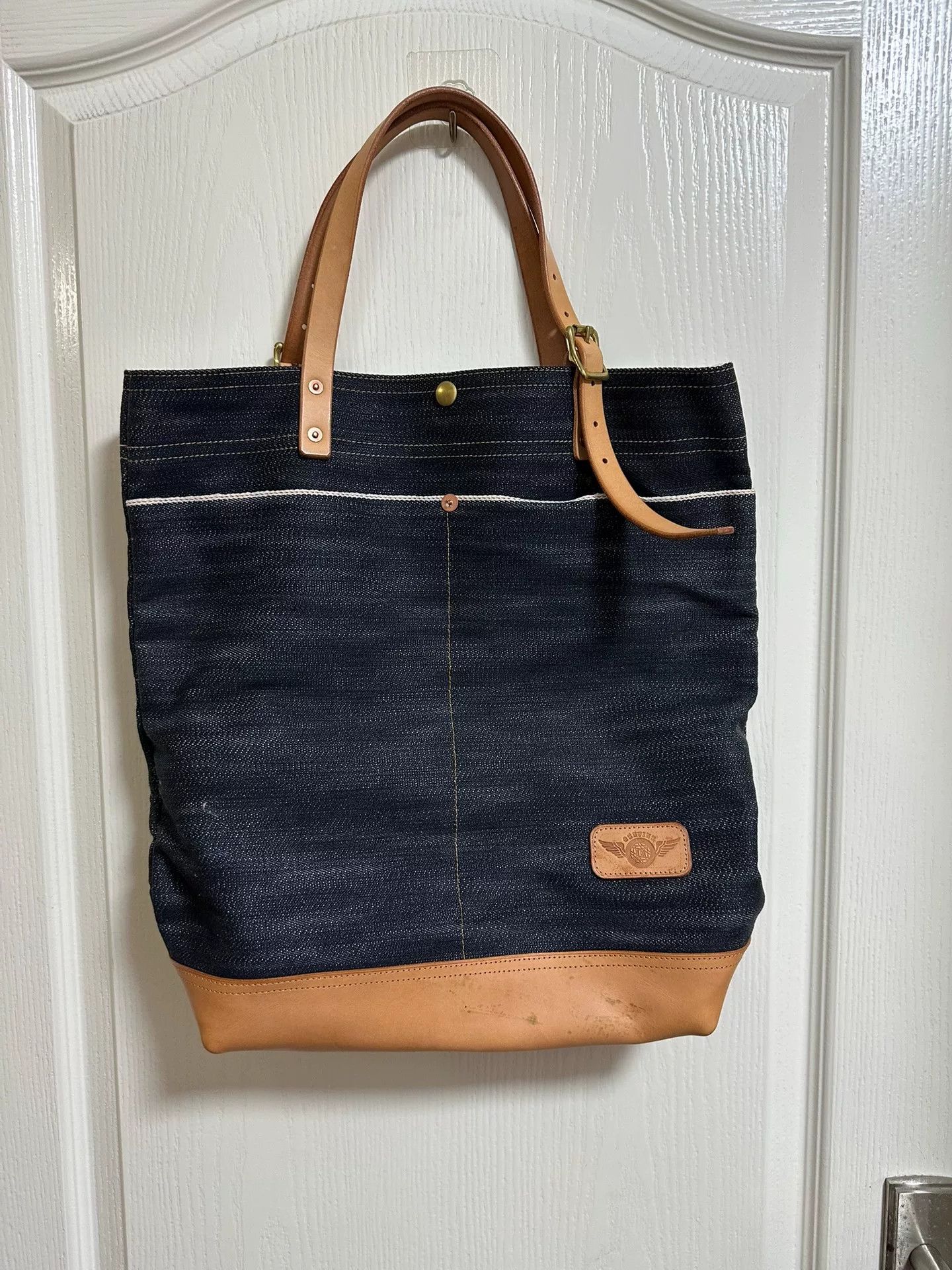 Other Medium Denim Leather Bucket Backpack Size ONE SIZE - 1 Thumbnail