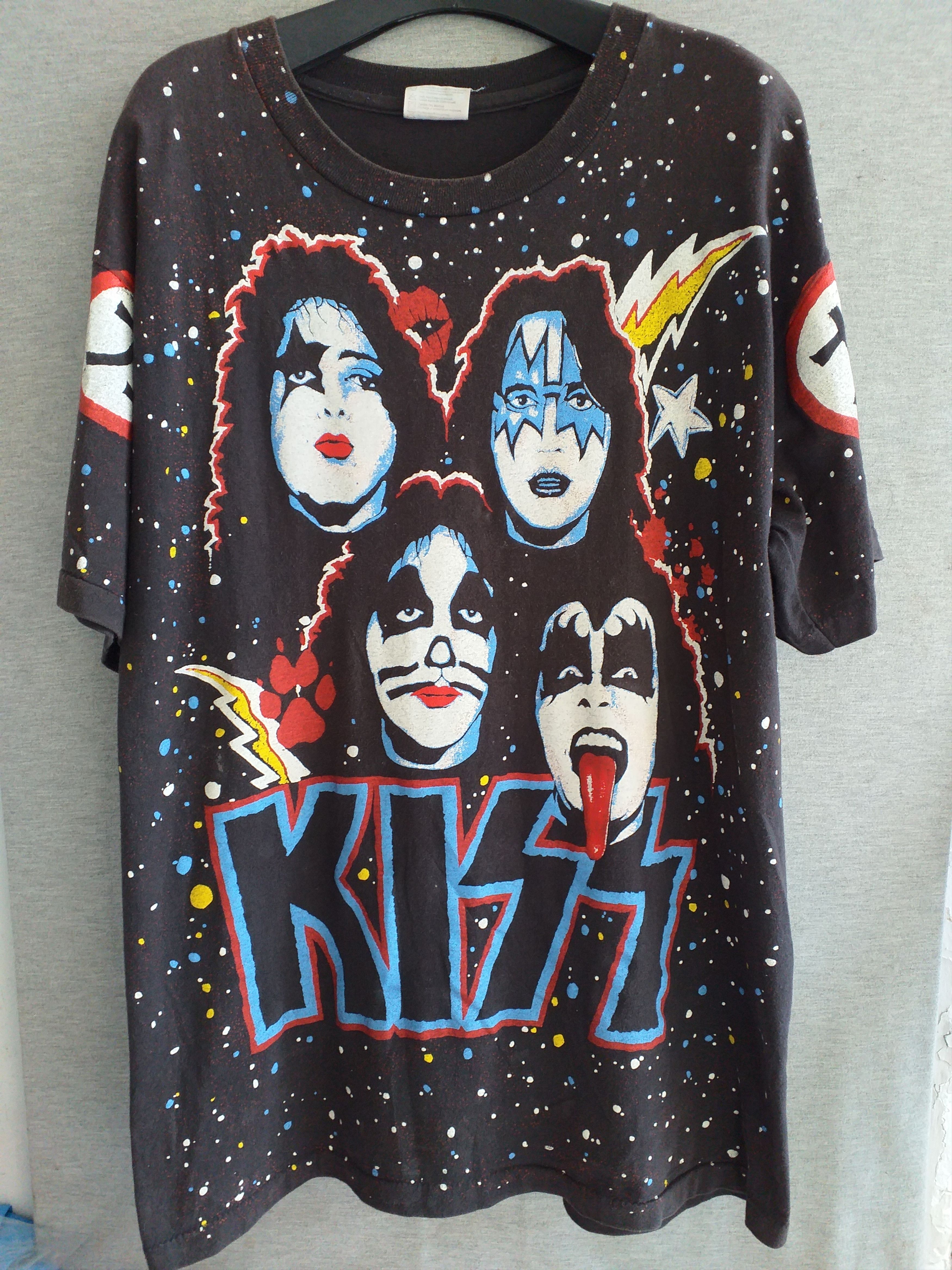 image of Band Tees x Kiss Bottleg Kiss All Over Print Single Stitcht Shirt, Men's (Size Large)