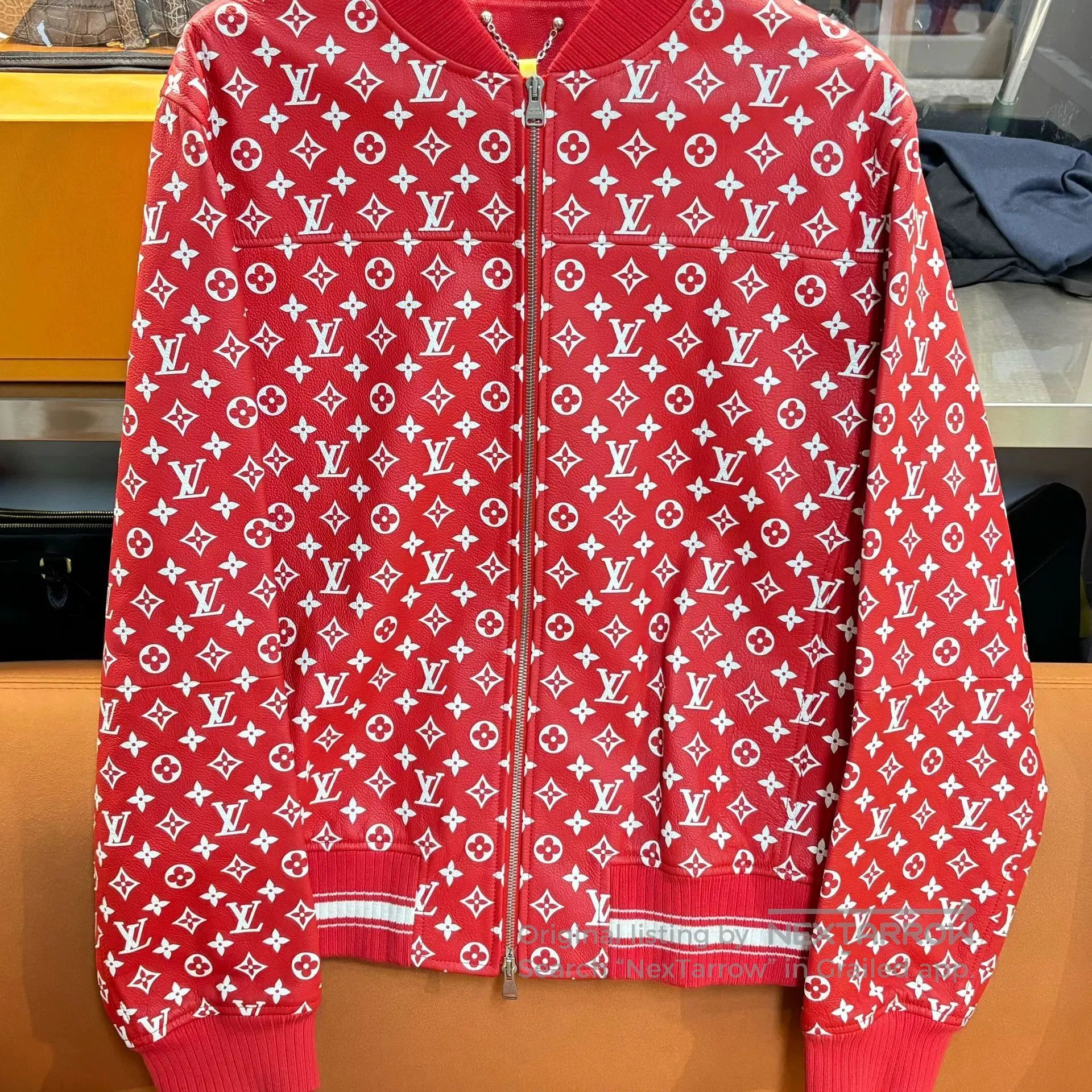 Louis Vuitton Louis Vuitton x Supreme Red Monogram Leather Jacket. Size US XL / EU 56 / 4 - 3 Thumbnail