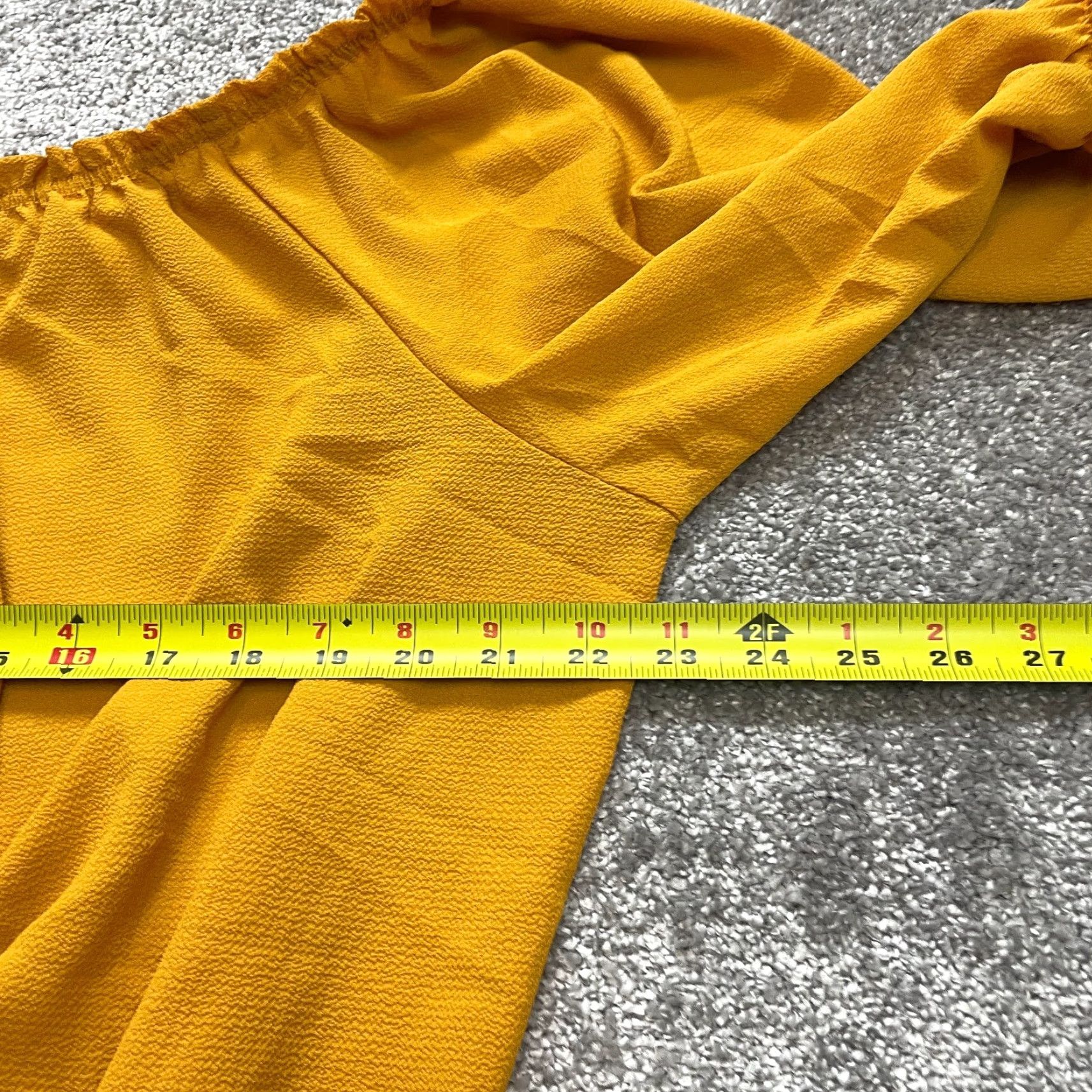 Vintage Unbranded Blouse Peasant Top Womens 3X Yellow Short Sleeve Stretch Off Shoulder Shirt Ladies 3X Yellow Off the Shoulder Blouse Size XXL / US 16-18 / IT 52-54 - 4 Thumbnail